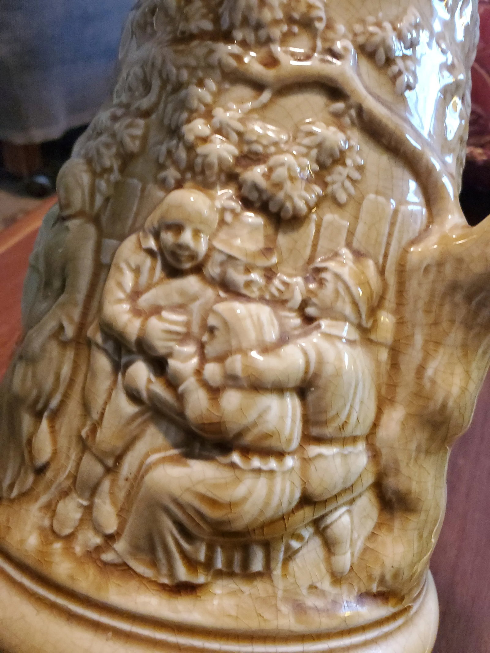 Antique 1834-1890 Signed Sarreguemines Majolica Tavern Pitcher - 2