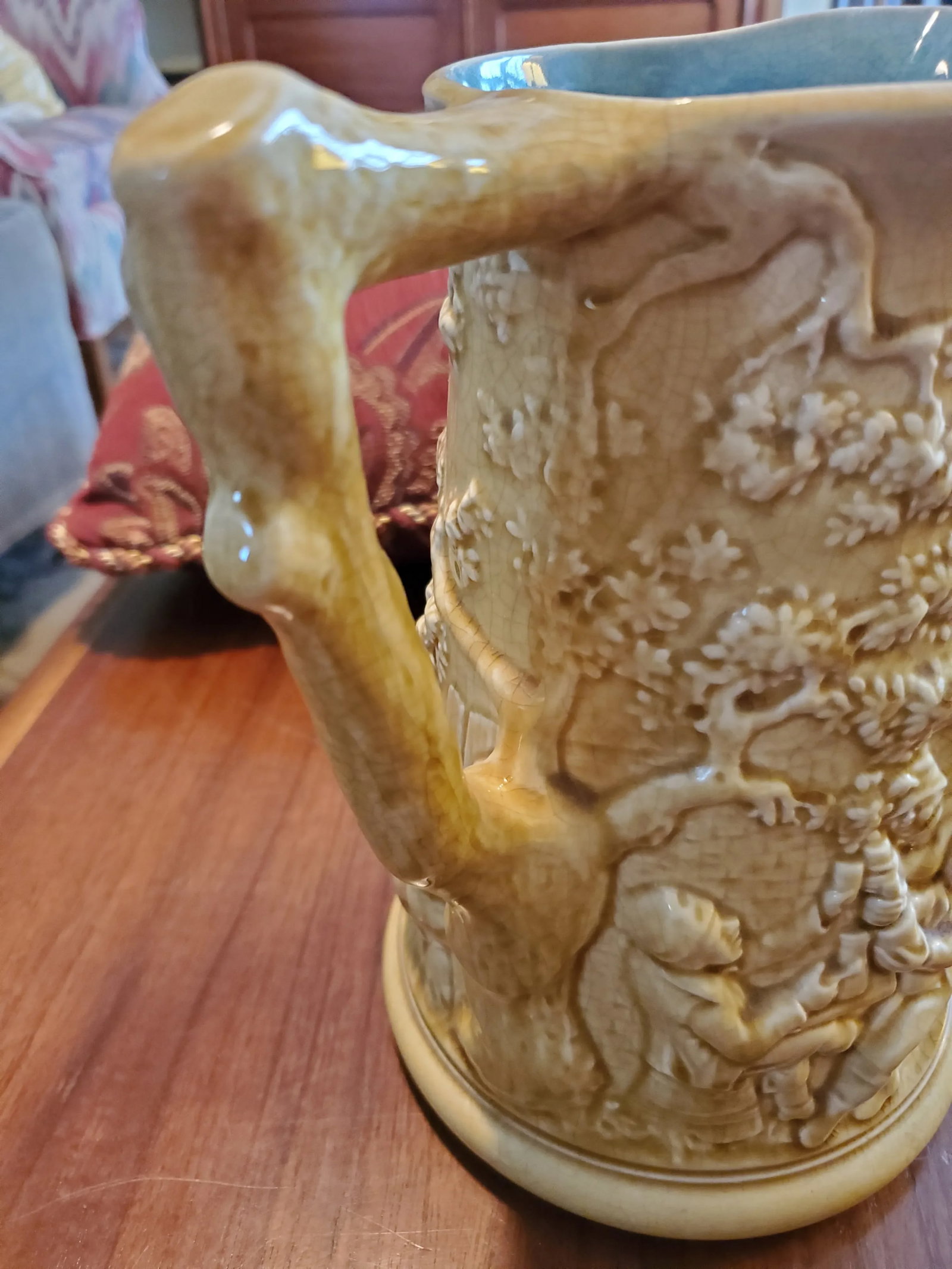 Antique 1834-1890 Signed Sarreguemines Majolica Tavern Pitcher - 7