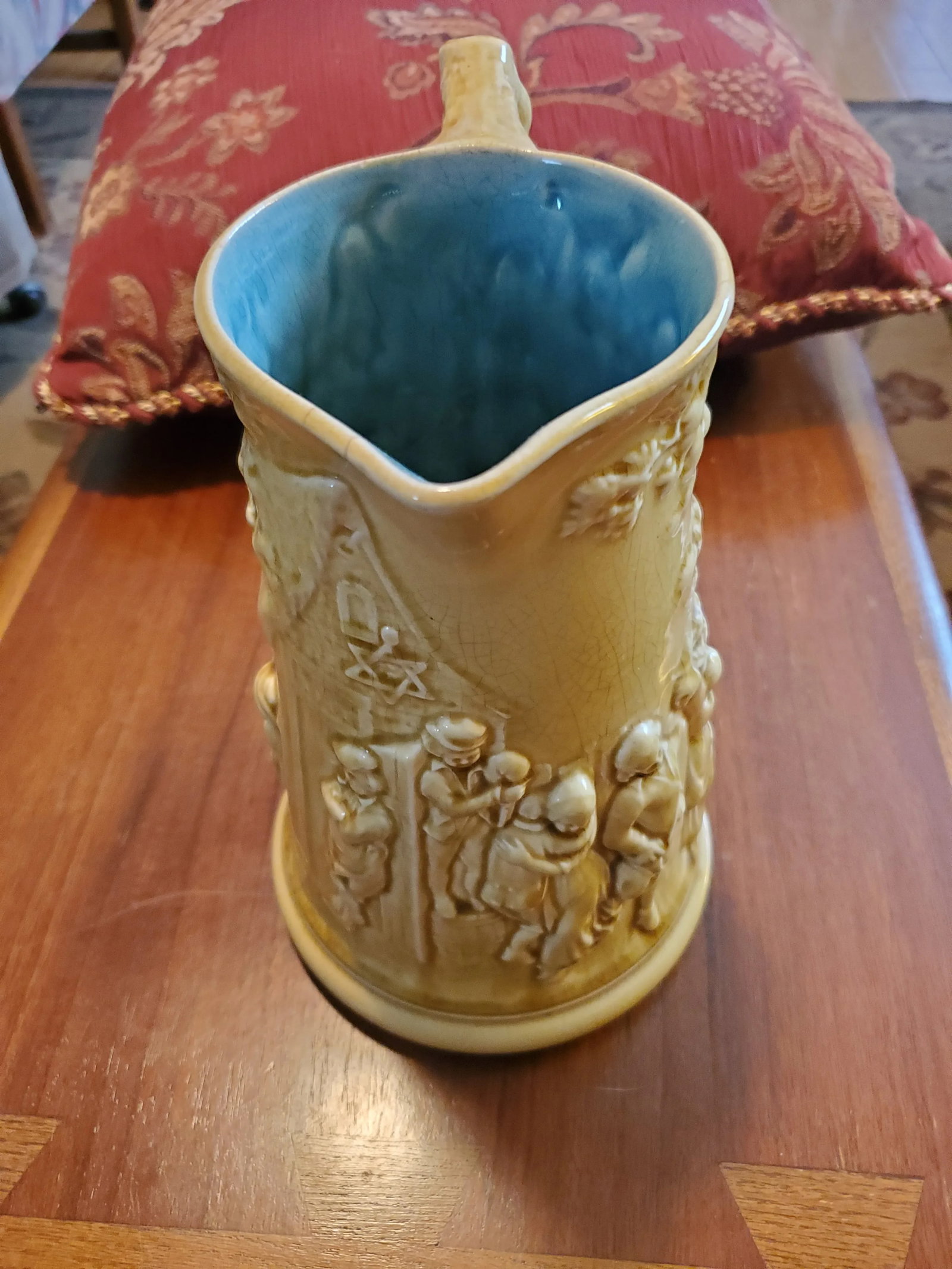 Antique 1834-1890 Signed Sarreguemines Majolica Tavern Pitcher - 8