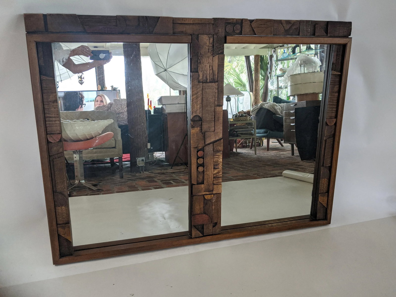 1970s Mid Century Modern Lane Brutalist Mirror - 6