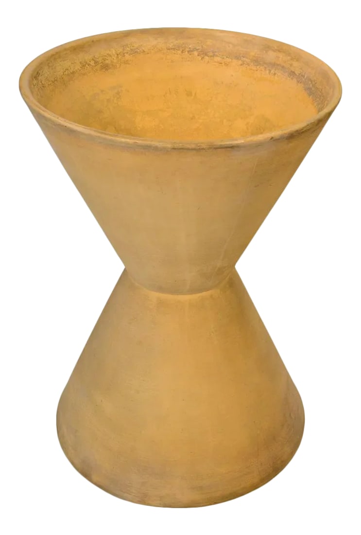 Lagardo Tackett Large Bisque Planter: This stunning architectural mid century modern planter was designed by LaGardo Tackett. Beautifully patinated, bisque finish. In excellent original condition. MEASUREMENTS: 17.5'' wide x 25.5'' tall