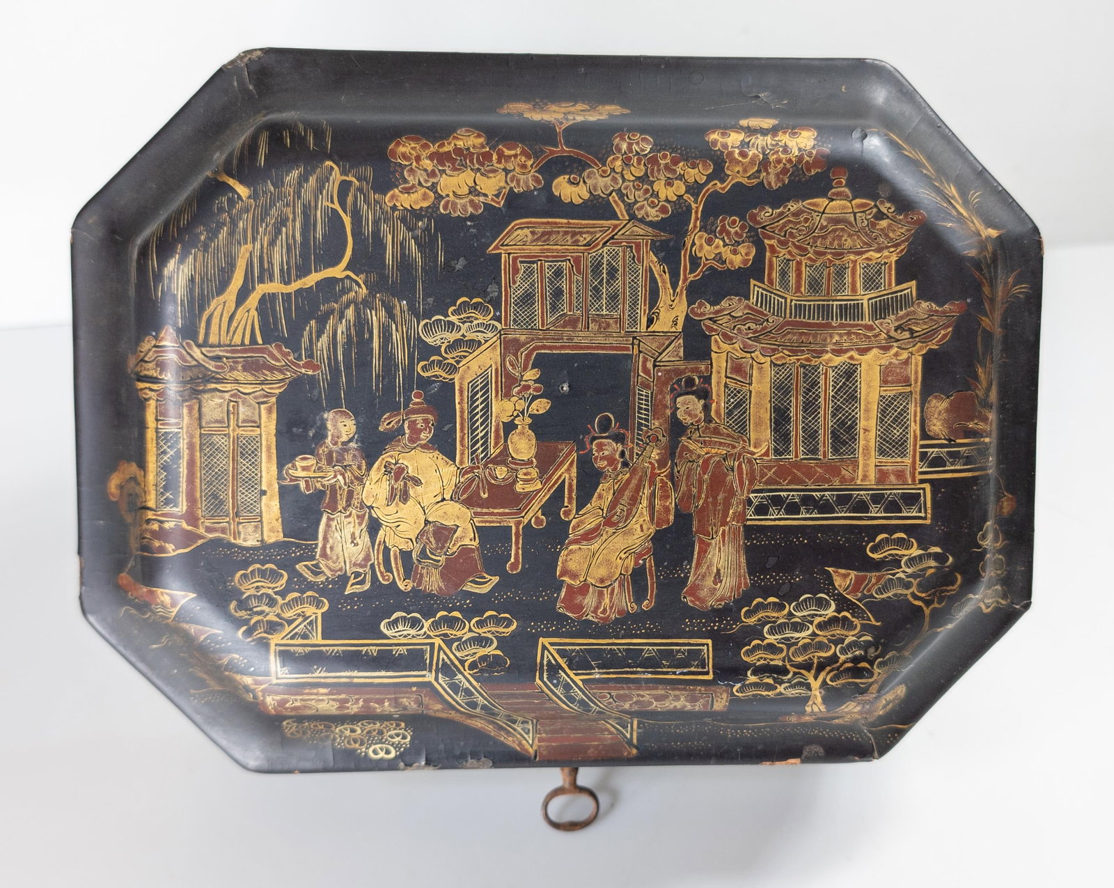 19th Century Chinese Chinoiserie Gilt Lacquer Tea Caddy Box - 7