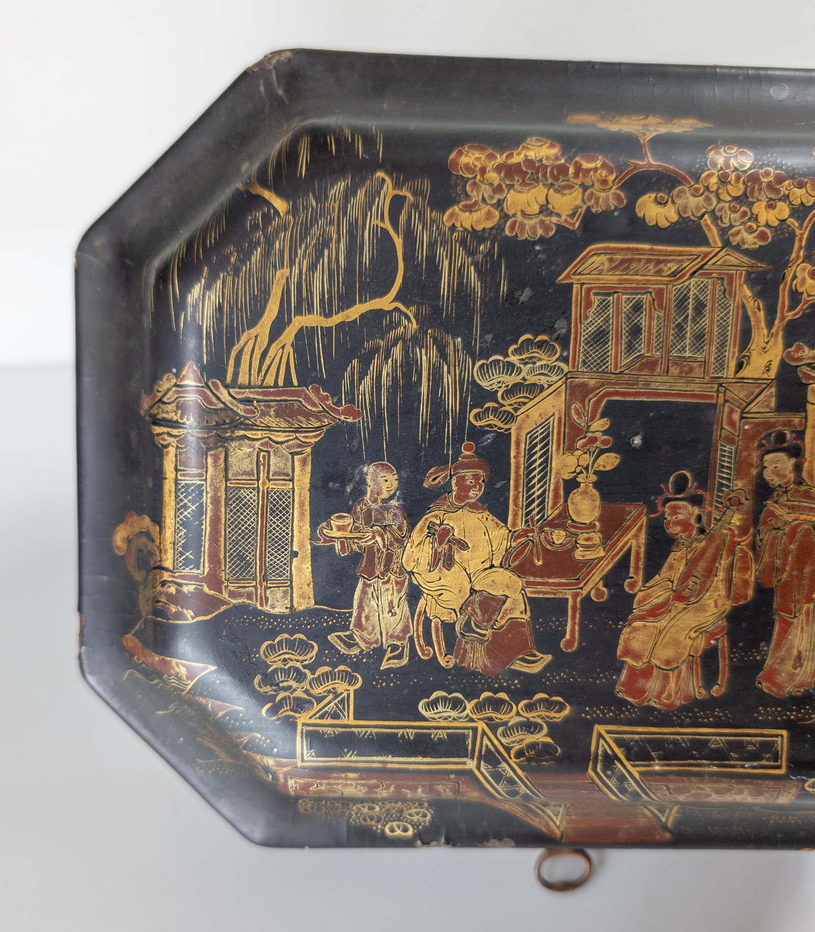 19th Century Chinese Chinoiserie Gilt Lacquer Tea Caddy Box - 8
