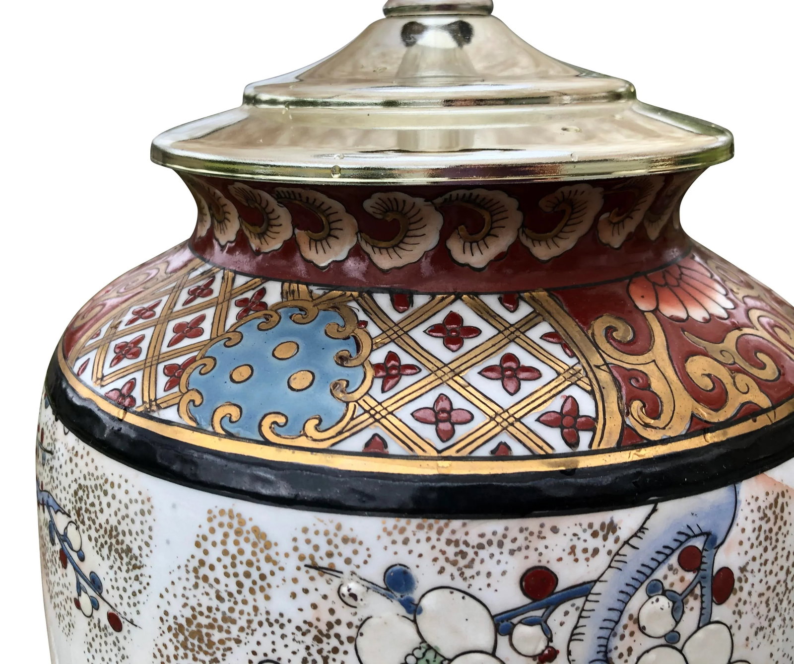 Late 20th Century Asian Style Floral Ceramic Lamps - a Pair - 3