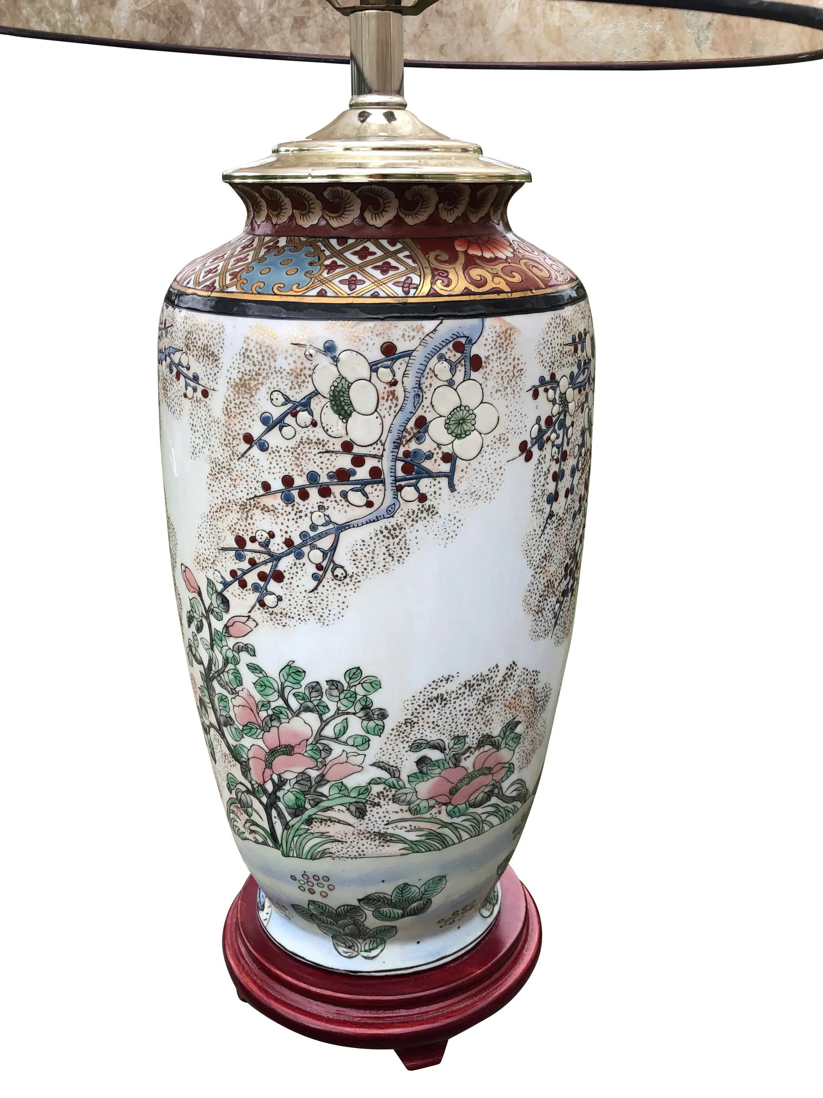 Late 20th Century Asian Style Floral Ceramic Lamps - a Pair - 4