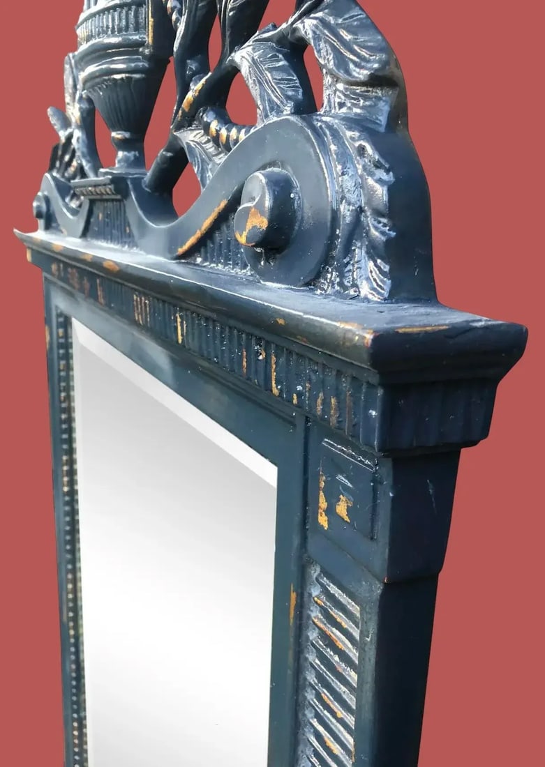 Newly Distressed Lacquered Vintage Italian Rococo Wall Mirror Mirror - 3