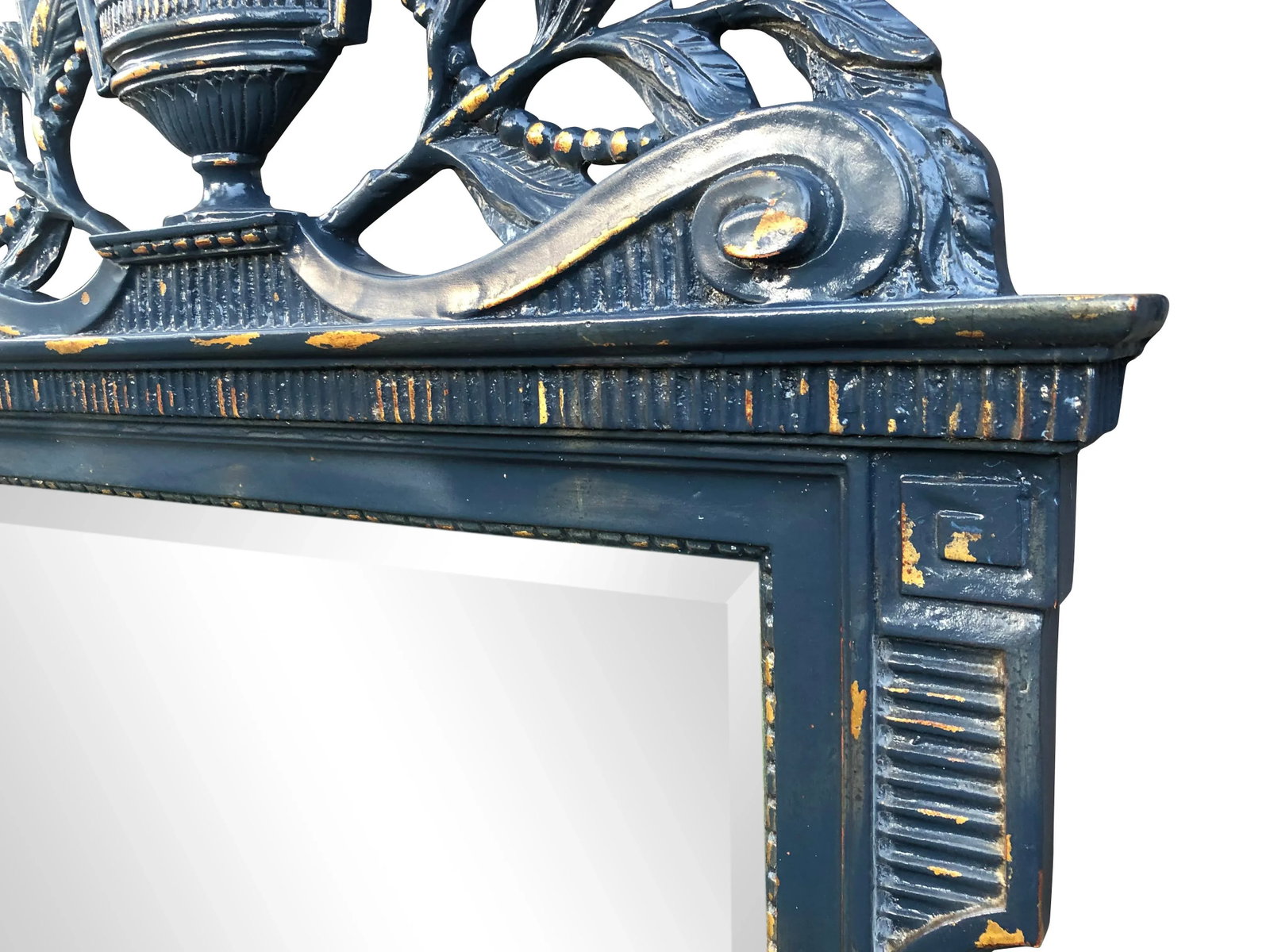 Newly Distressed Lacquered Vintage Italian Rococo Wall Mirror Mirror - 7