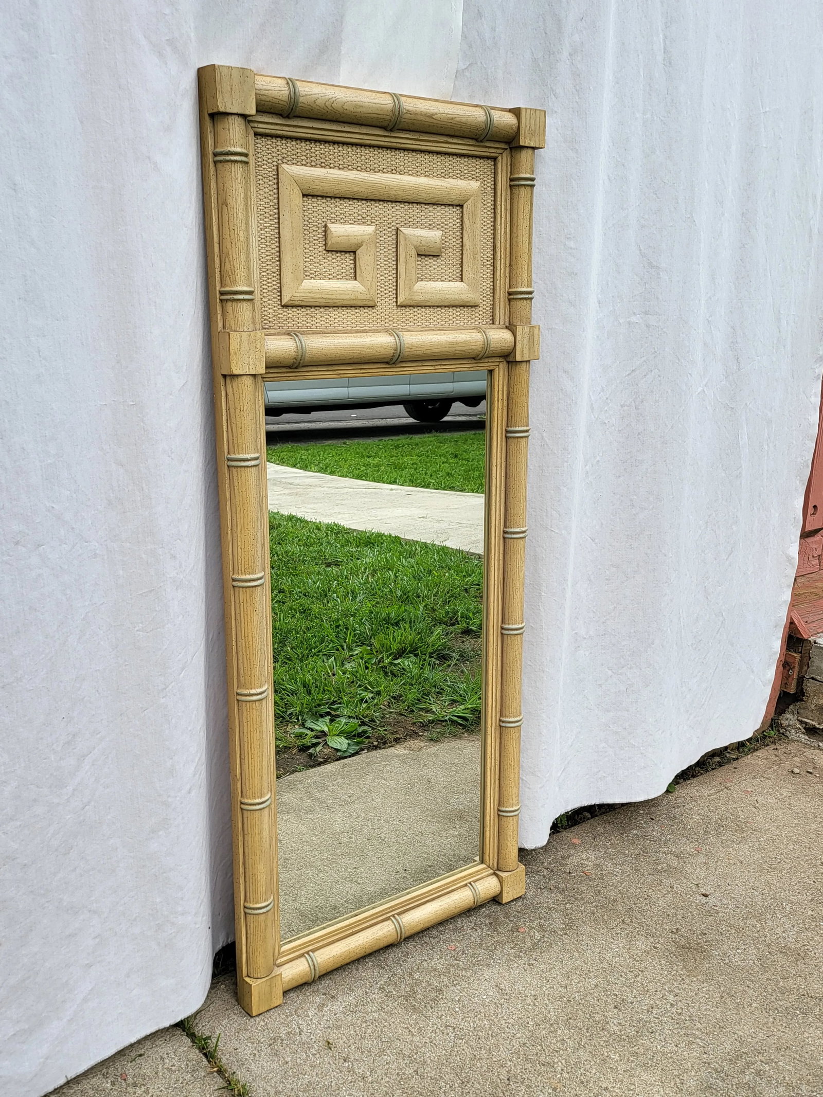 Vintage Dixie Shangri La Greek Key Faux Bamboo Mirrors-a Pair - 10