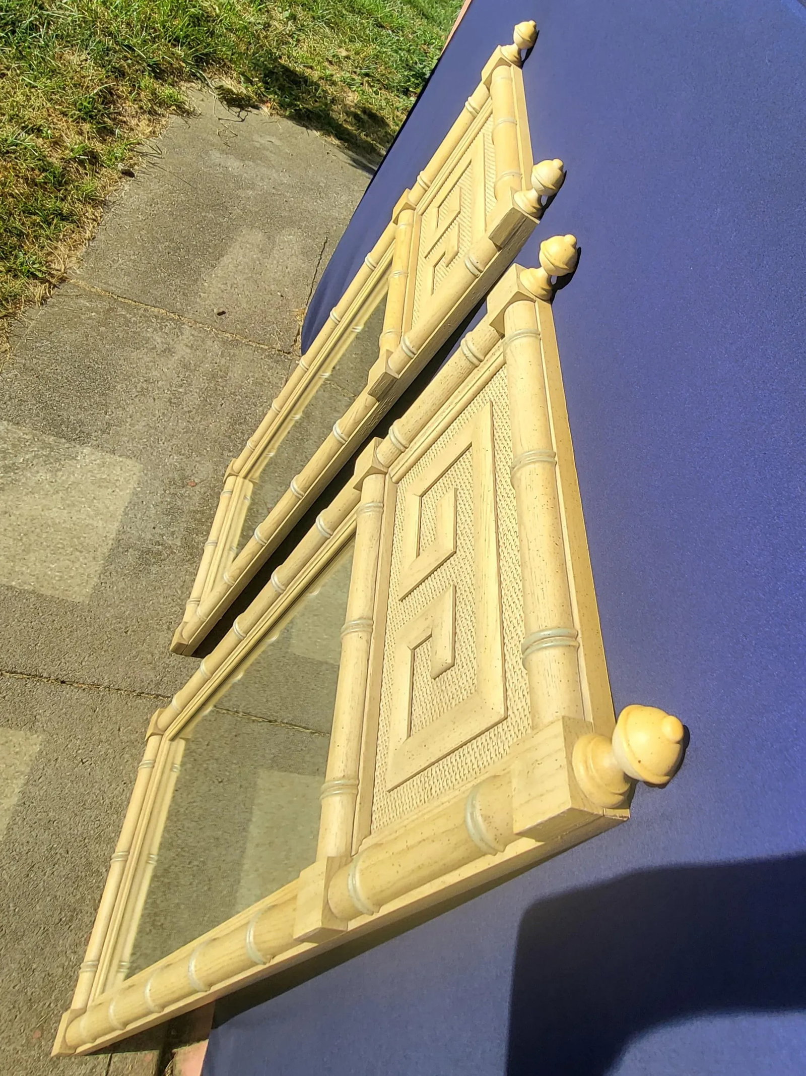 Vintage Dixie Shangri La Greek Key Faux Bamboo Mirrors-a Pair - 7