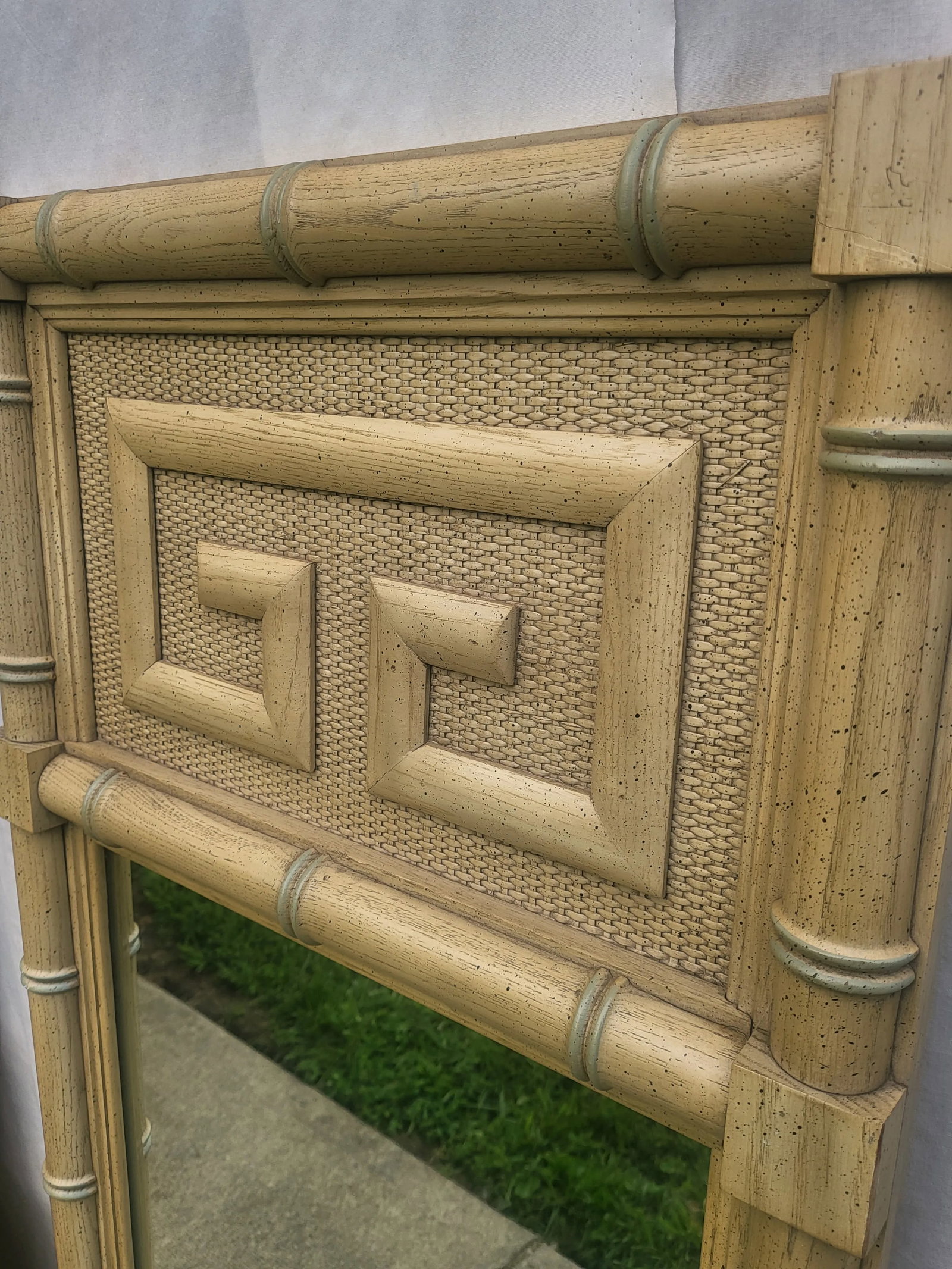 Vintage Dixie Shangri La Greek Key Faux Bamboo Mirrors-a Pair - 9