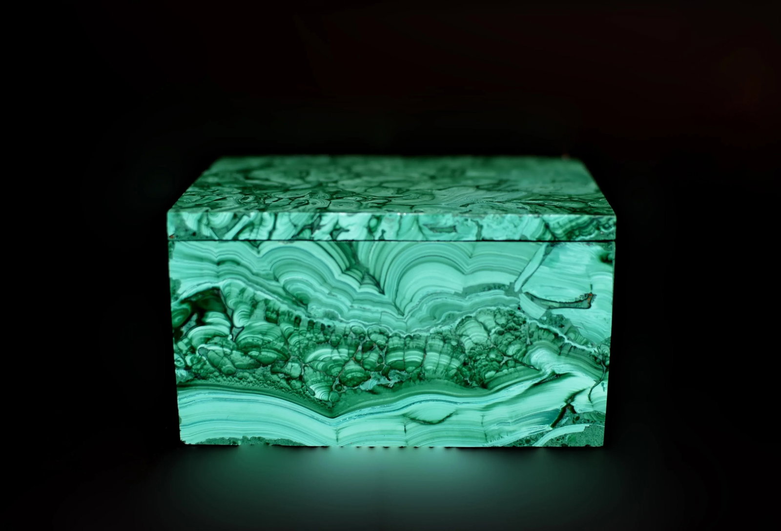 Natural Malachite Box Featuring Cells - 10
