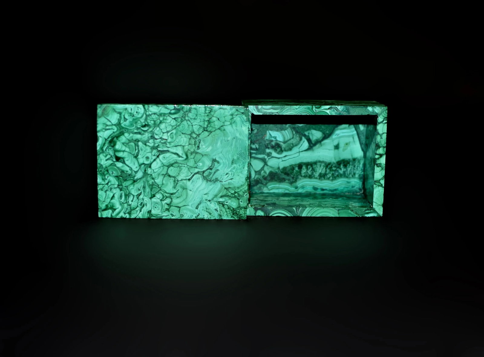 Natural Malachite Box Featuring Cells - 3