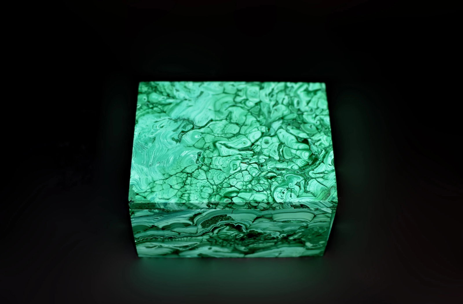 Natural Malachite Box Featuring Cells - 7