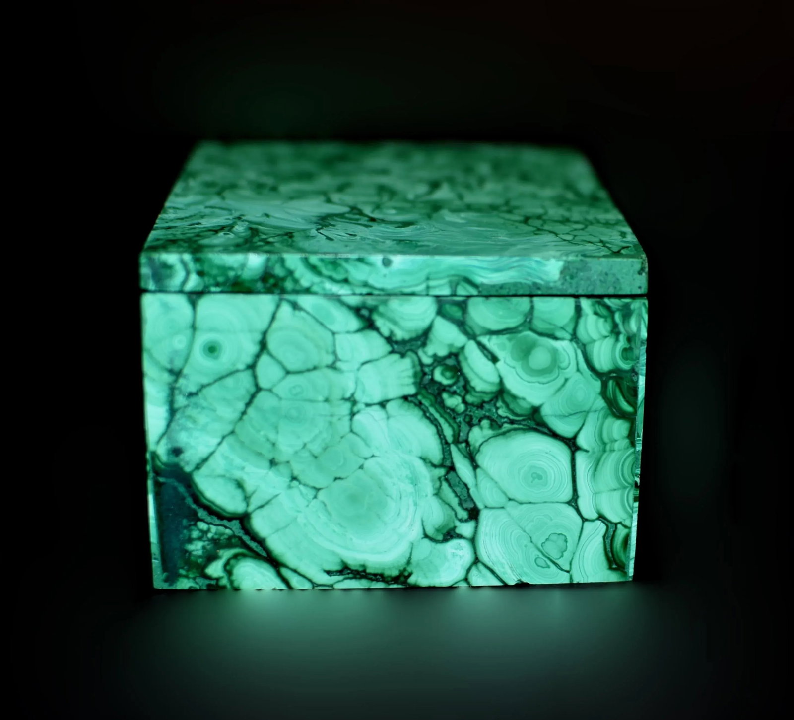 Natural Malachite Box Featuring Cells - 9