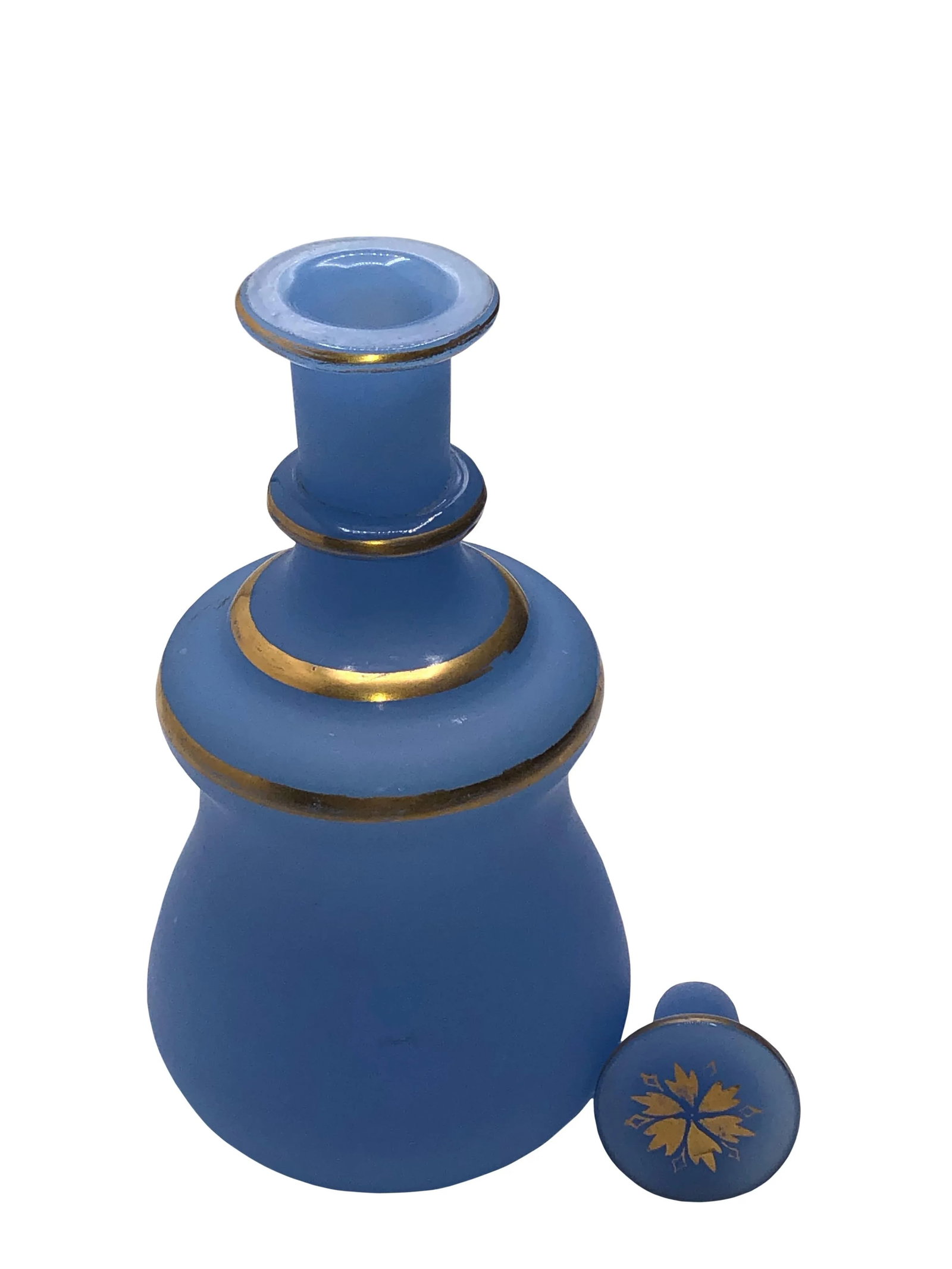 Antique French Blue Opaline Decanter - 3