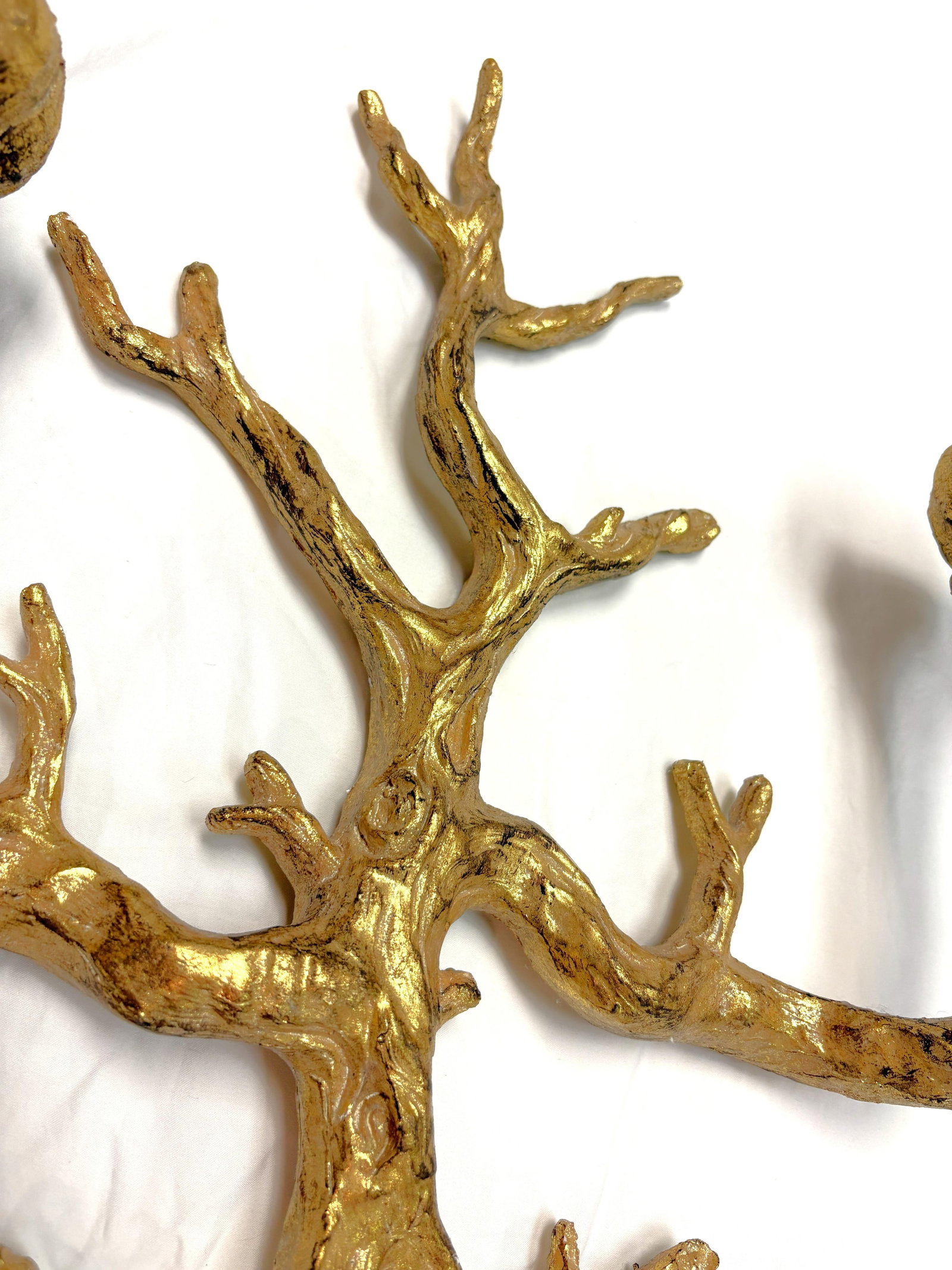 Vintage Felix Agostini Style Gold Faux Bois Branch Candle Wall Sconces- A Pair - 12