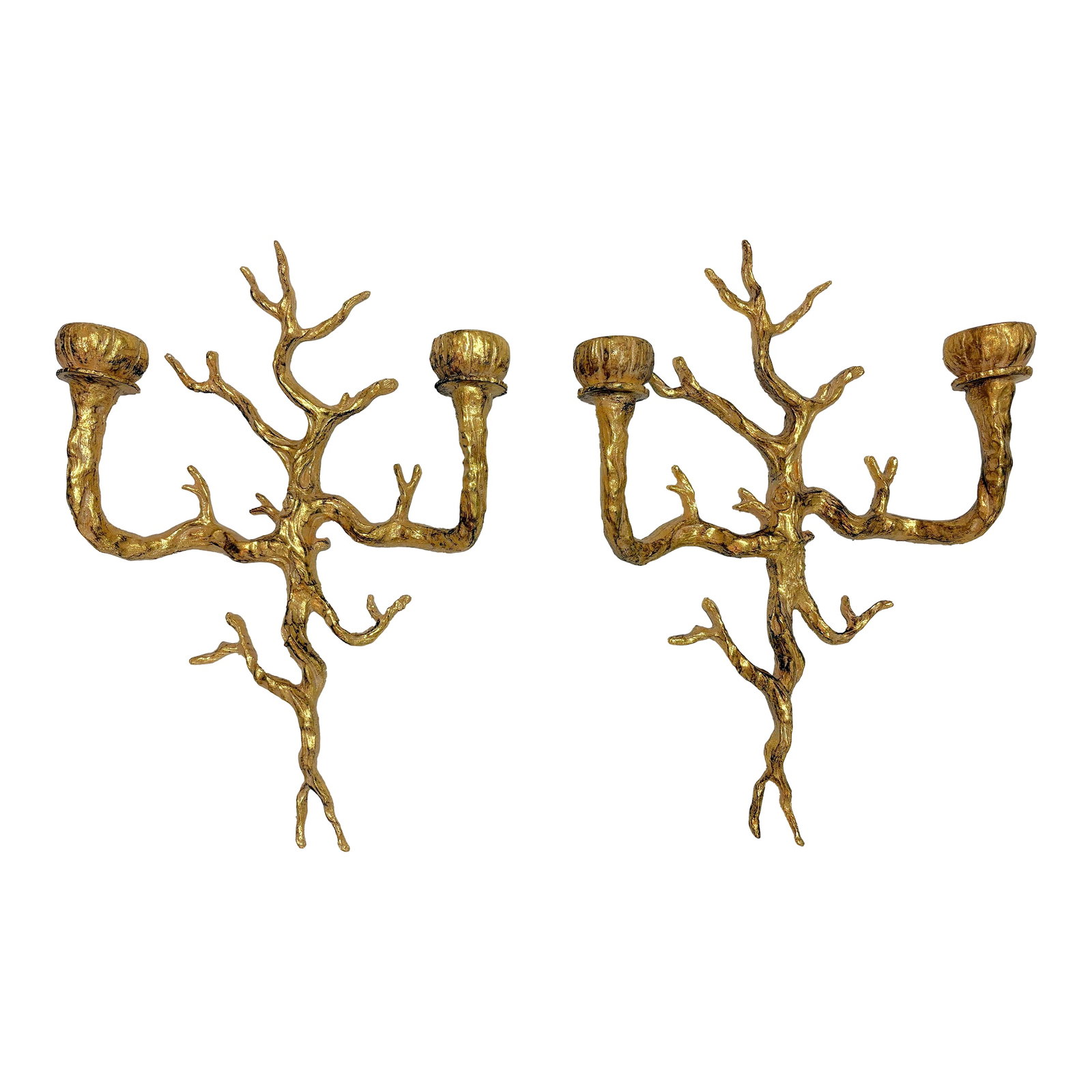 Vintage Felix Agostini Style Gold Faux Bois Branch Candle Wall Sconces- A Pair (1 of 15)