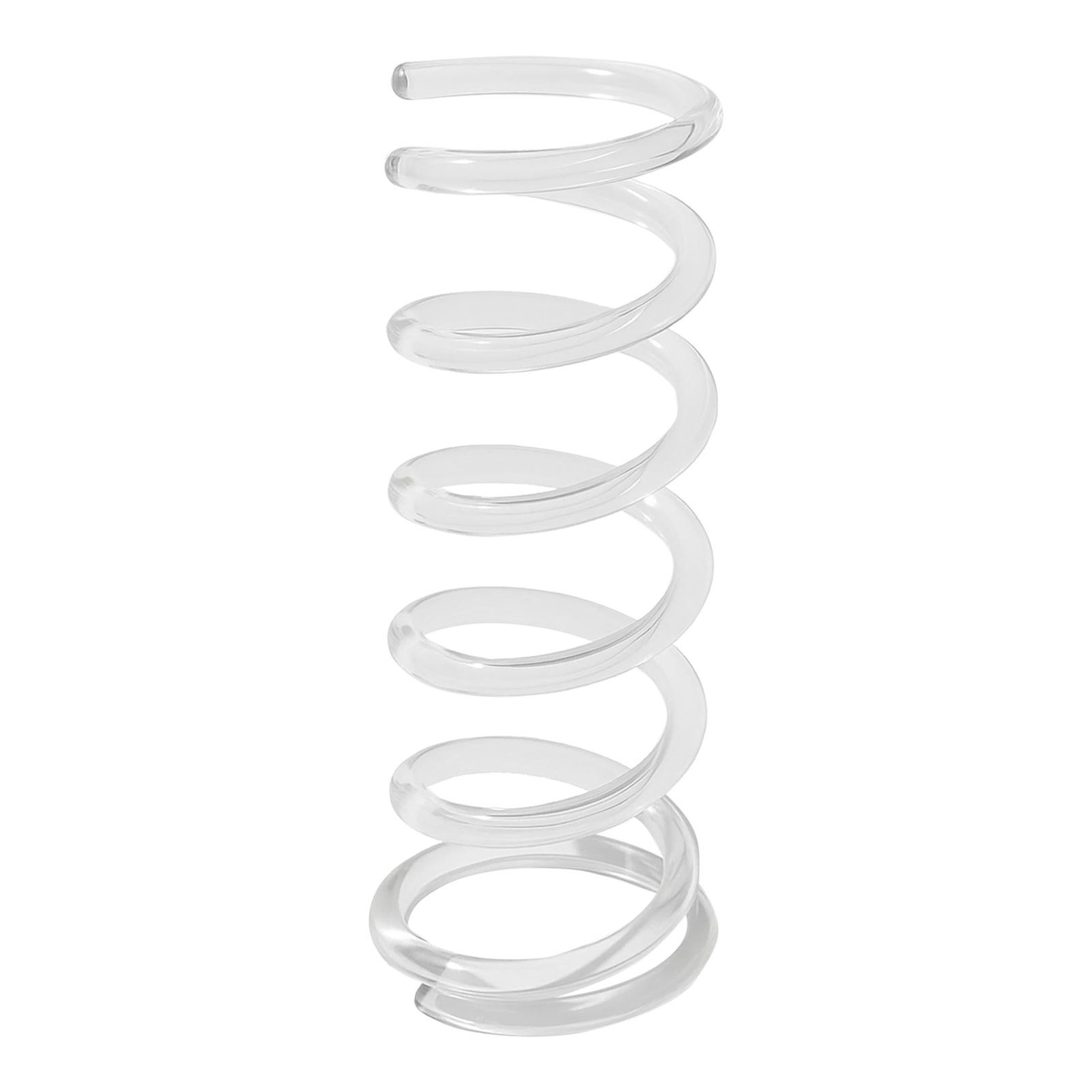 Lucite Spiral Umbrella Stand: Vintage lucite spiral umbrella stand in the style of Dorothy Thorpe. Material Lucite Condition Good - Wear consistent with age and use. Minor blemishes and scratches. Dimensions 11" L x 11" W x 23" H