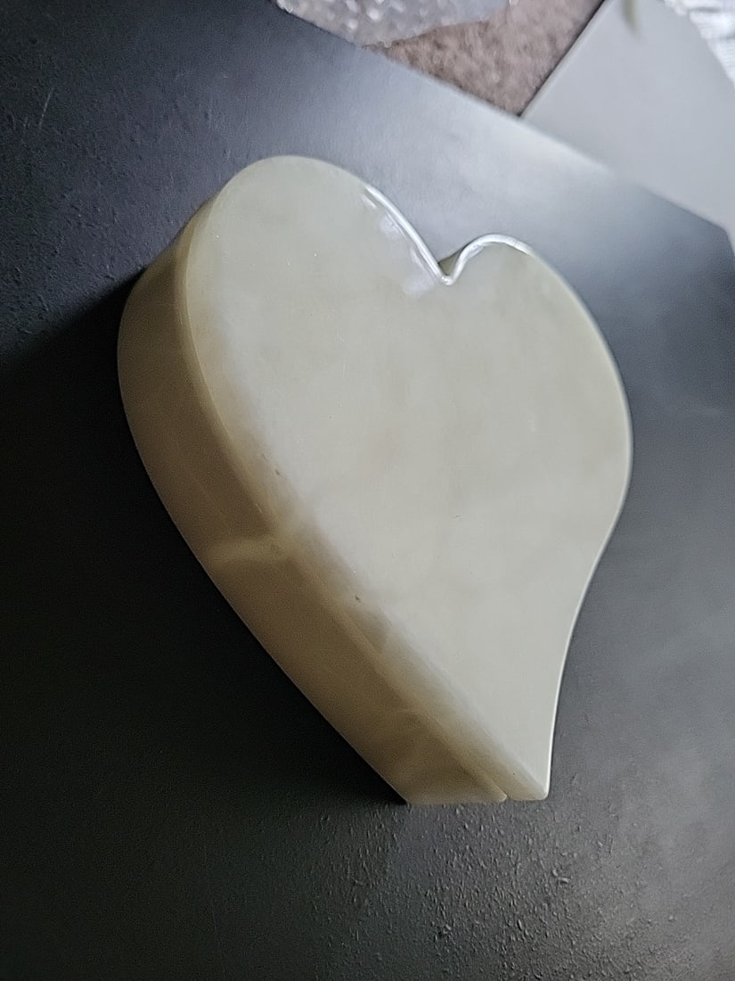 Vintage Ducceschi Alabaster Trinket Box Swivel-Top Heart - 2