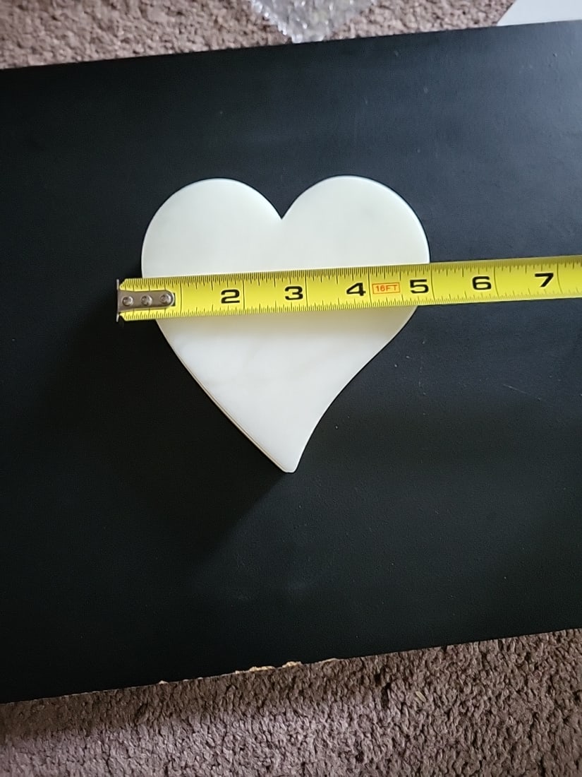Vintage Ducceschi Alabaster Trinket Box Swivel-Top Heart - 3