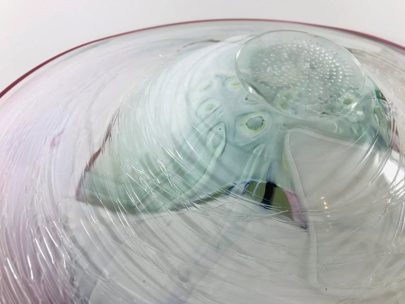 Mid Century Modern Murano Style Shallow Glass Bowl - 10