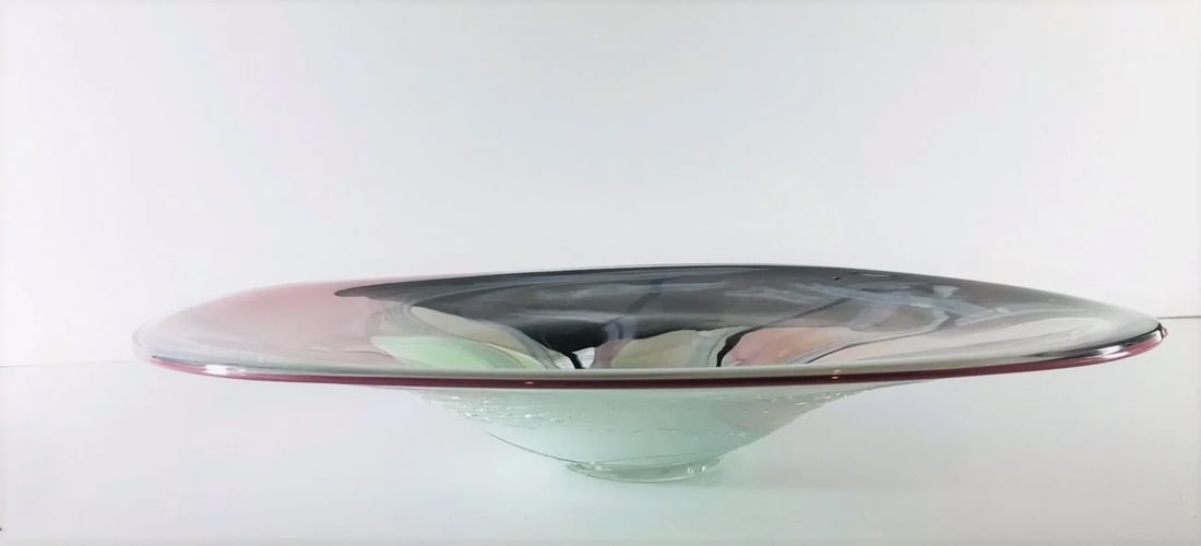 Mid Century Modern Murano Style Shallow Glass Bowl - 5