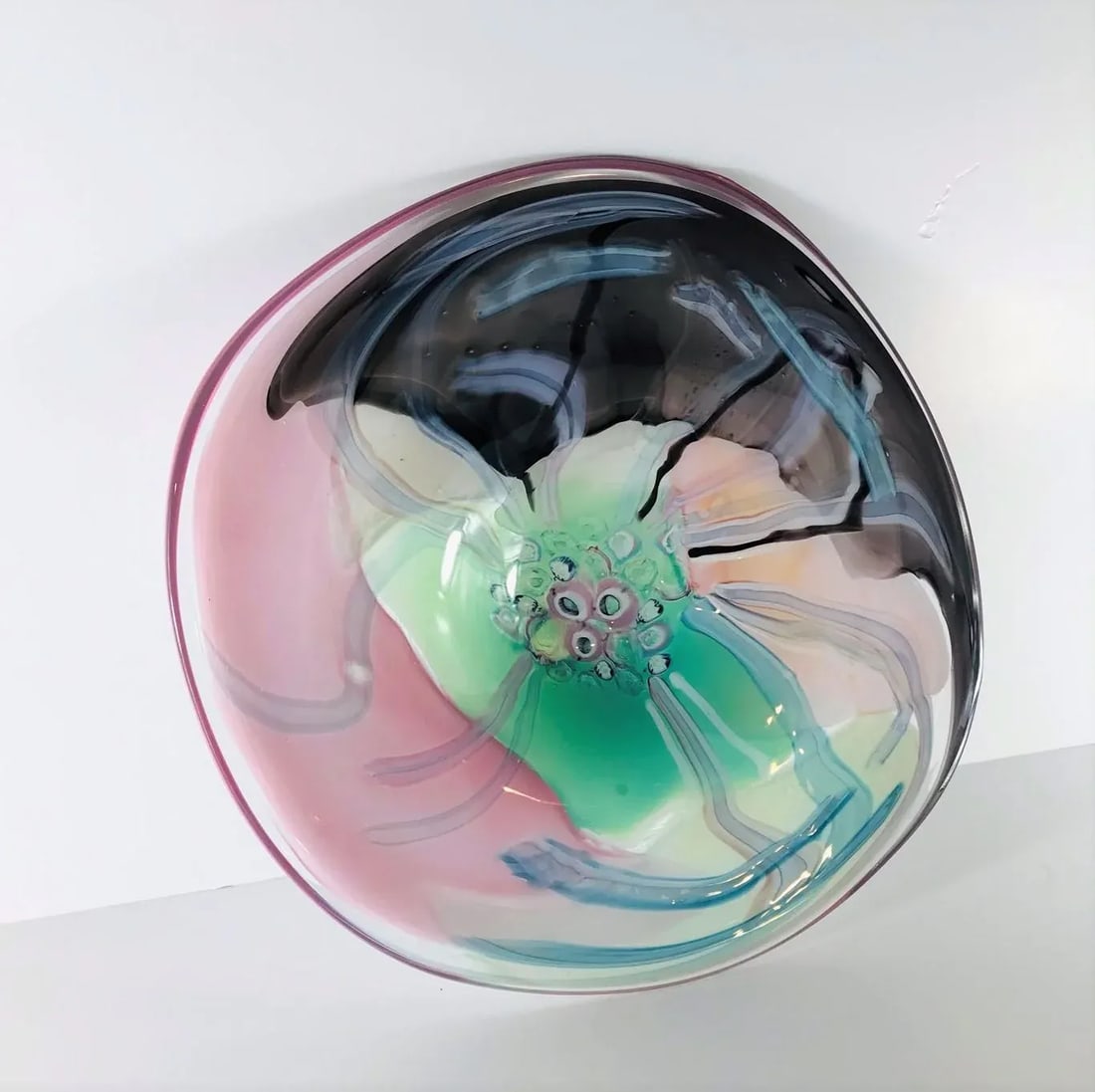 Mid Century Modern Murano Style Shallow Glass Bowl - 6