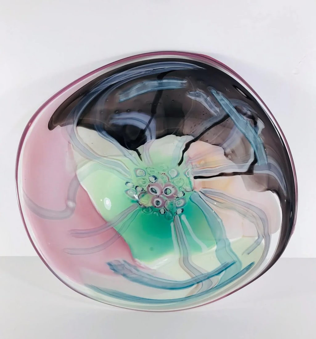 Mid Century Modern Murano Style Shallow Glass Bowl - 7