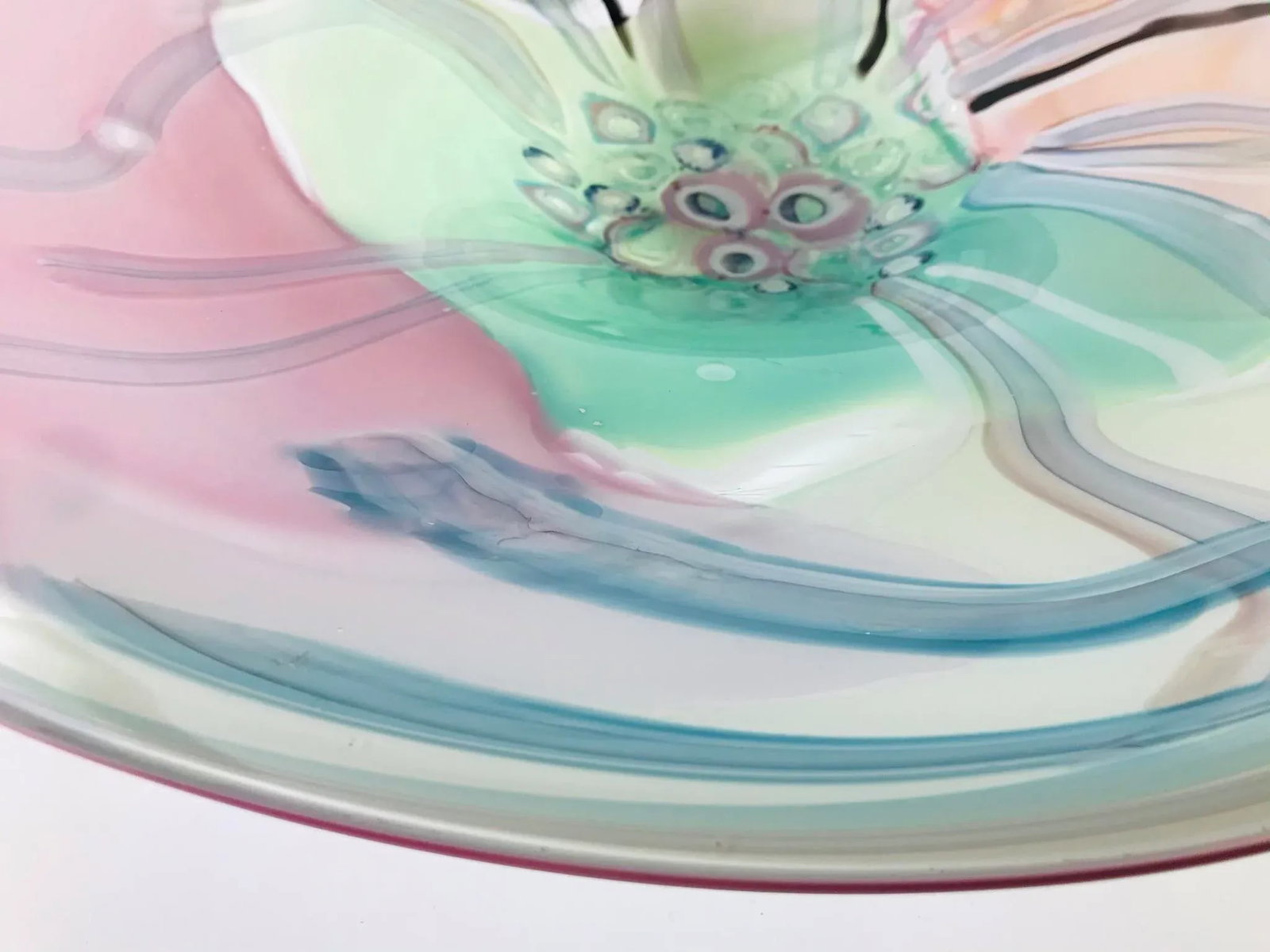 Mid Century Modern Murano Style Shallow Glass Bowl - 9