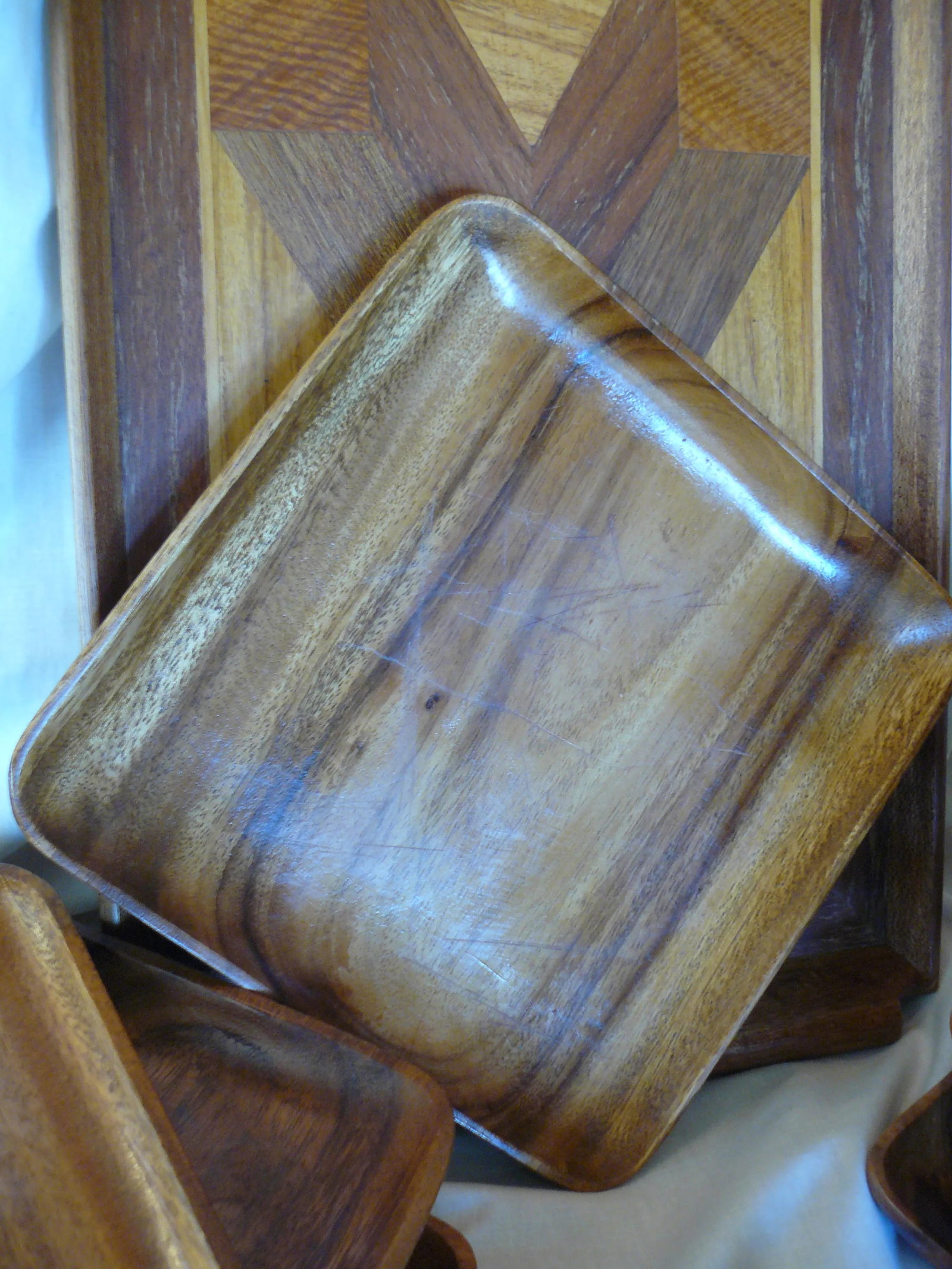 Vintage Mid 20th Century Teak Tray, Plate and Napkin Rings Picnic Set - 28 Pieces - 5