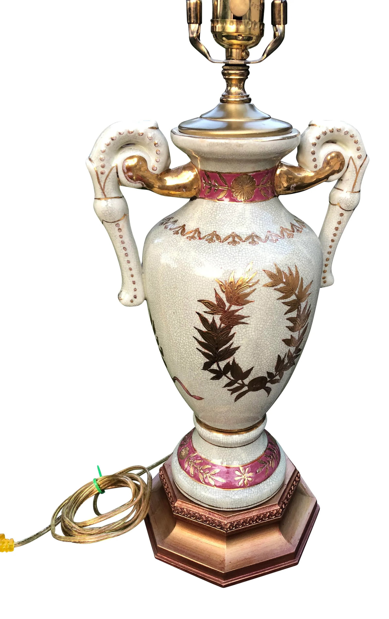 Vintage Mid 20th Century Bradburn Gallery Porcelain Urn Table Lamp - 4