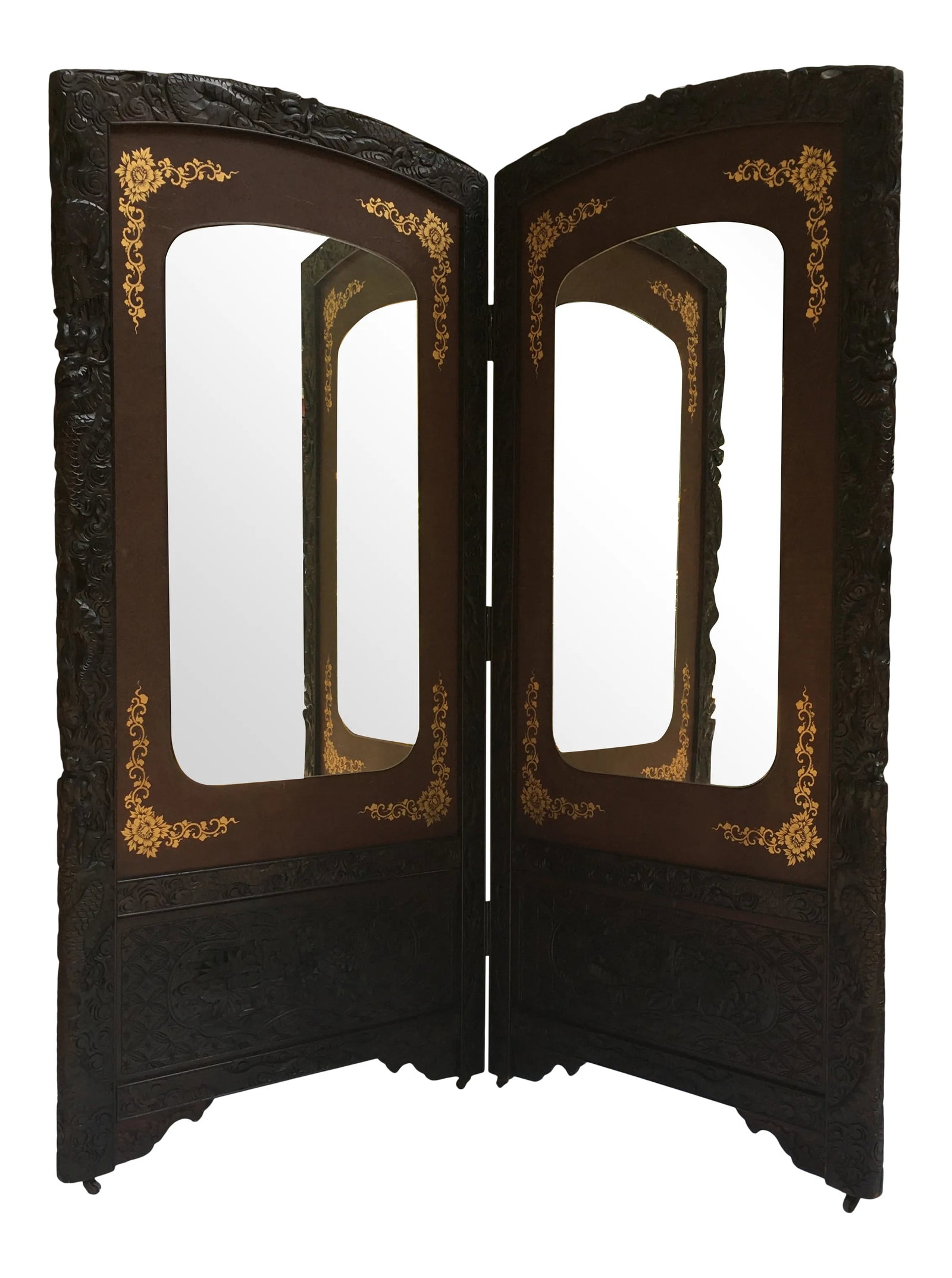 19th Century Asian Mirrored Carved Screen (1 of 13)