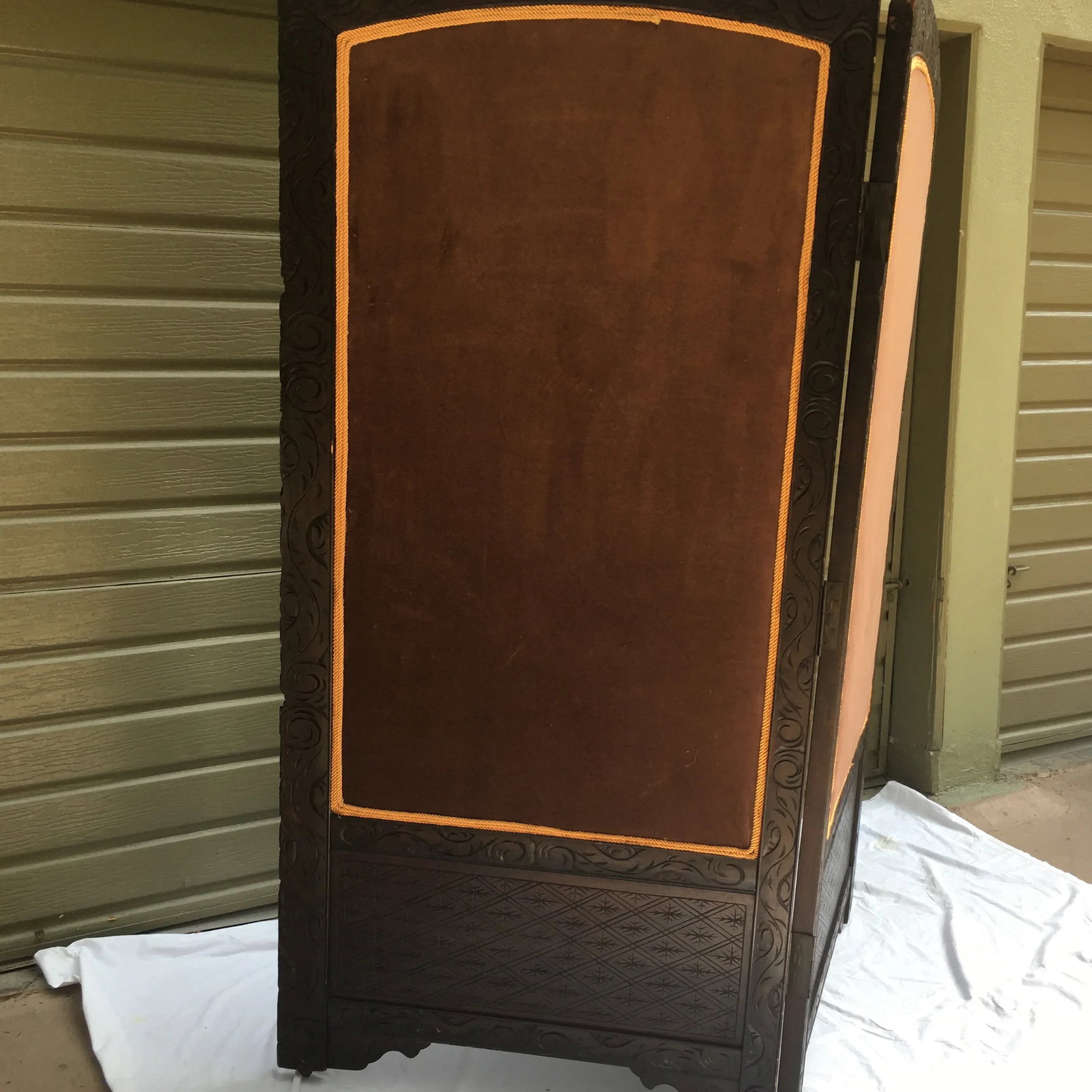 19th Century Asian Mirrored Carved Screen - 7