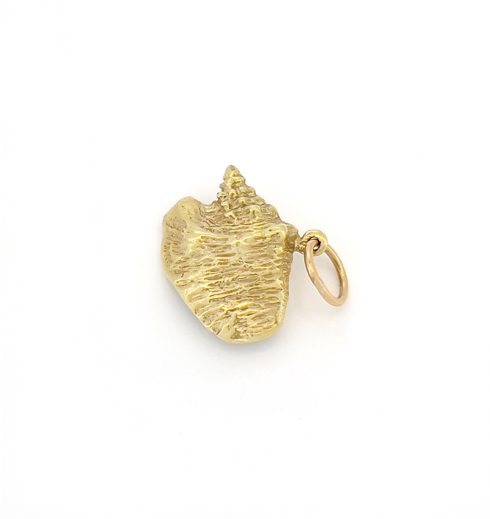 Vintage 18k Yellow Gold Orange Enamel Conch Shell Charm Pendant - 5