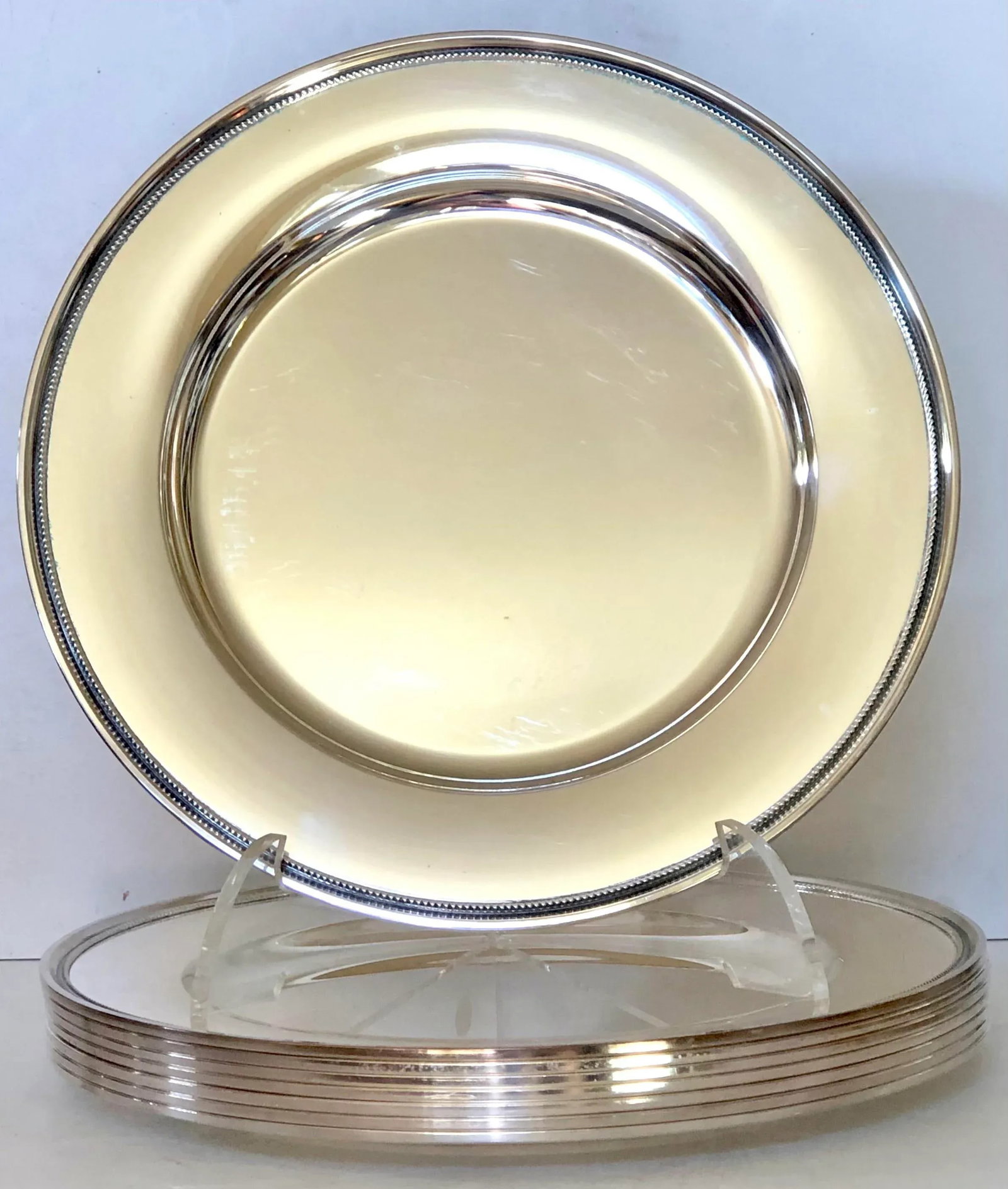 Danish MCM Silver Plate Chargers, Set of 8 - 6