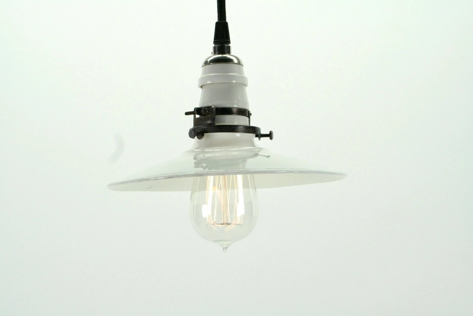 Vintage Industrial Utility Flat White Pendant Shade - 2