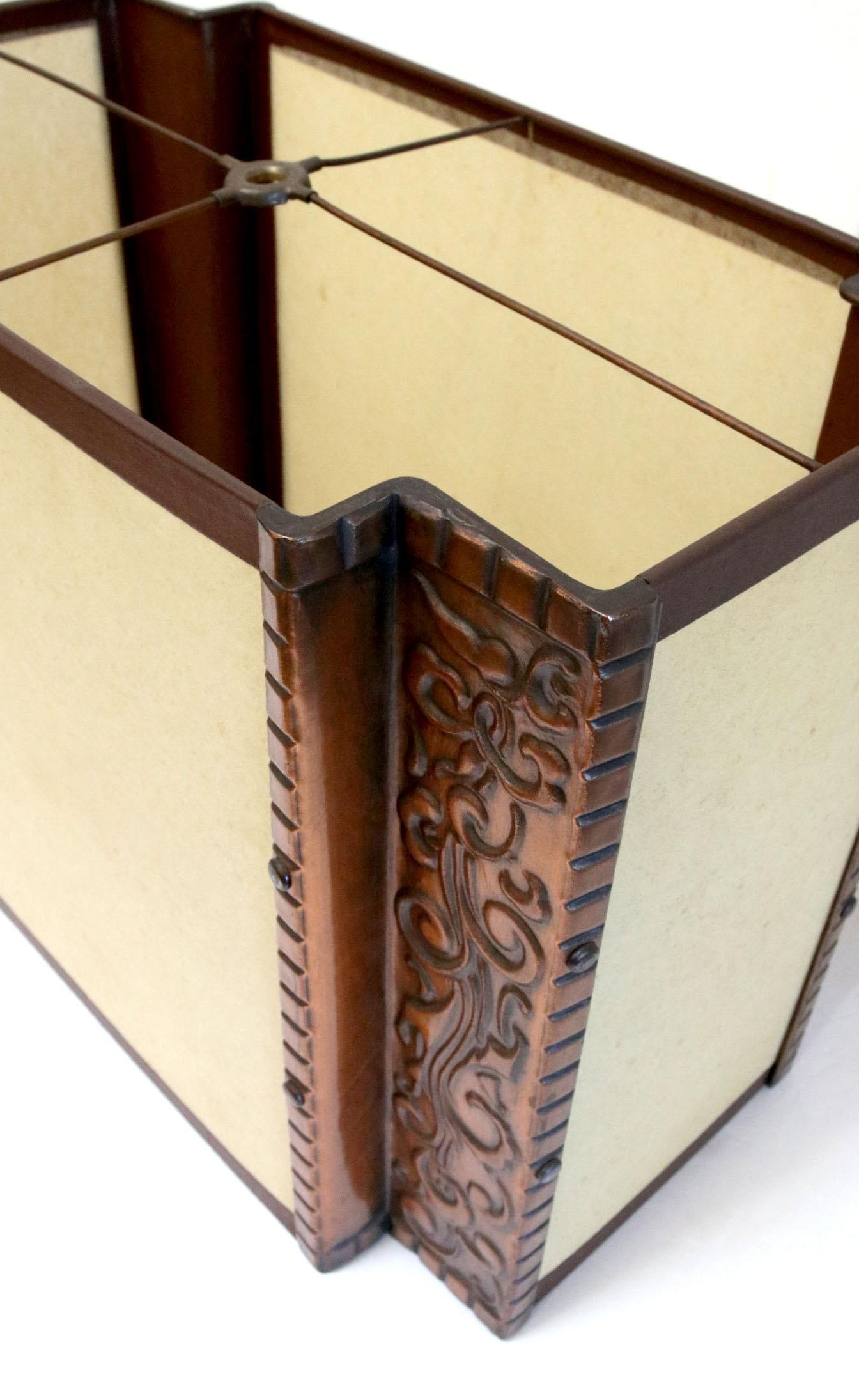 Mid-Century Art Deco Style Copper Trimmed Collectible Lamp Shade - 2