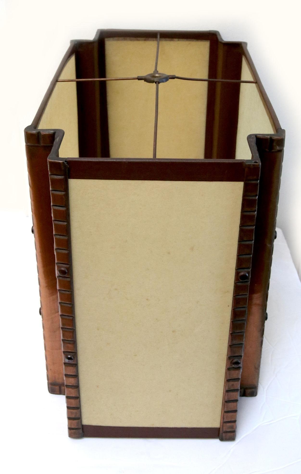 Mid-Century Art Deco Style Copper Trimmed Collectible Lamp Shade - 3