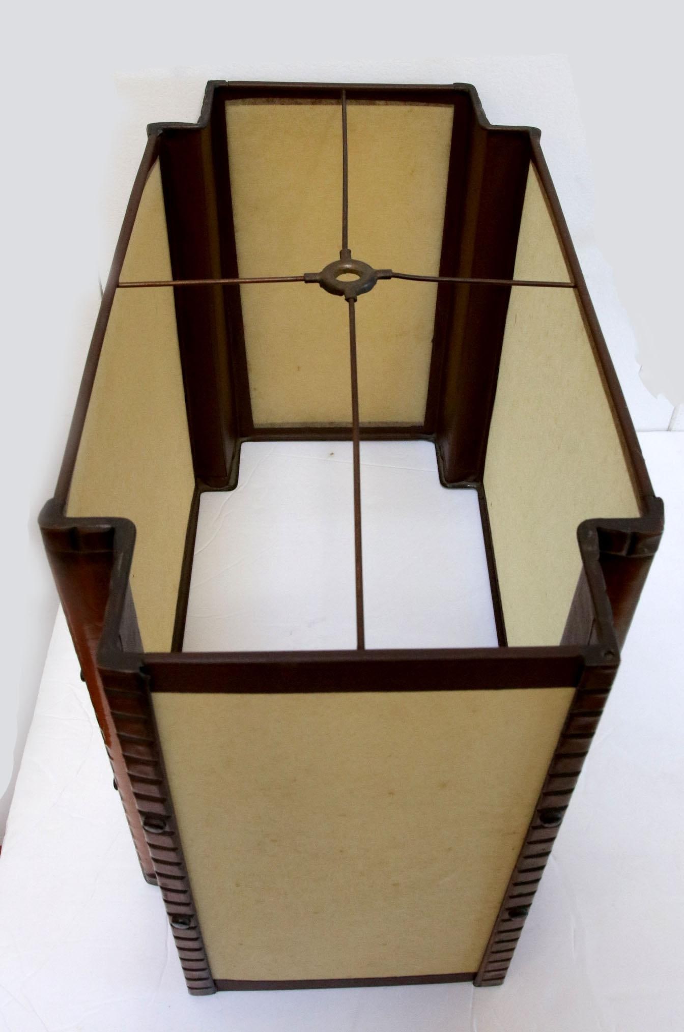 Mid-Century Art Deco Style Copper Trimmed Collectible Lamp Shade - 5