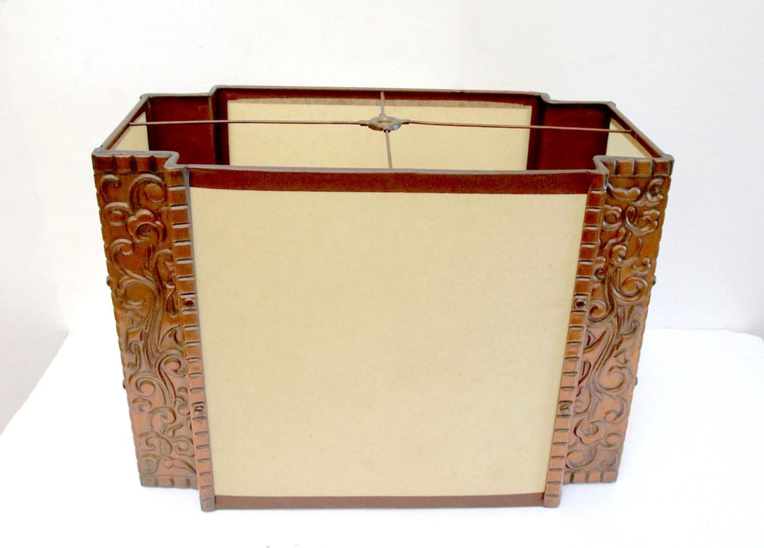 Mid-Century Art Deco Style Copper Trimmed Collectible Lamp Shade - 9
