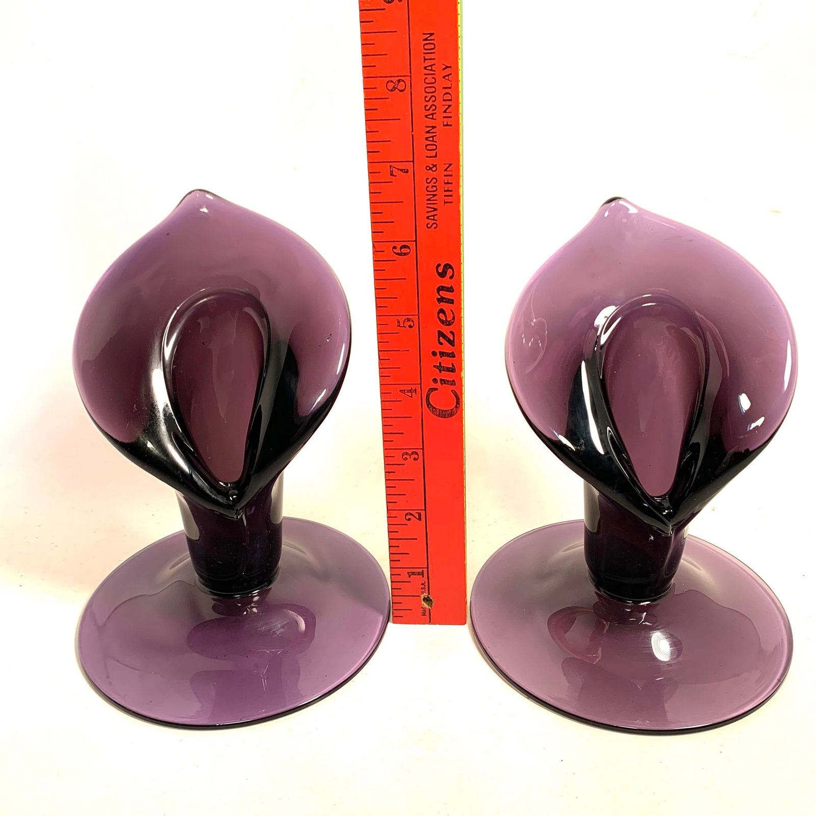 Circa 1900 Amethyst Glass Jack-in-the-Pulpit Bud Vase Pair - 11