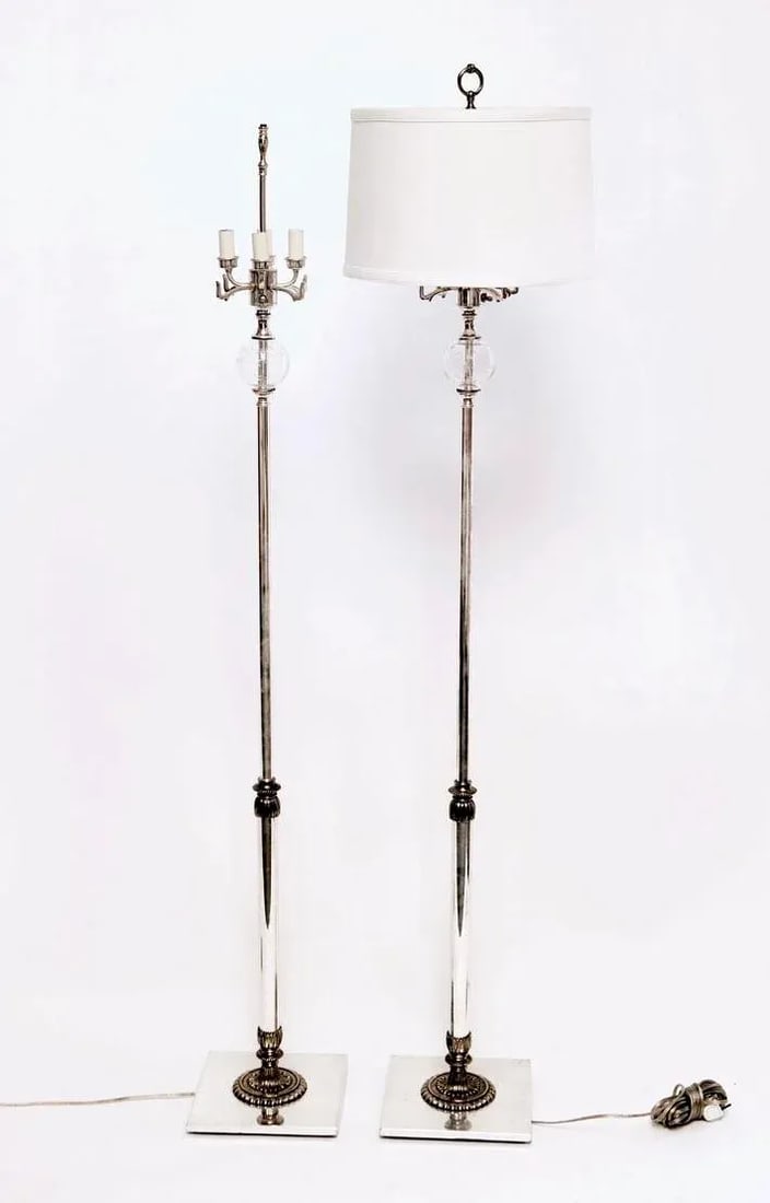 Vintage Mid-Century Silver Floor Lamps - a Pair - 10