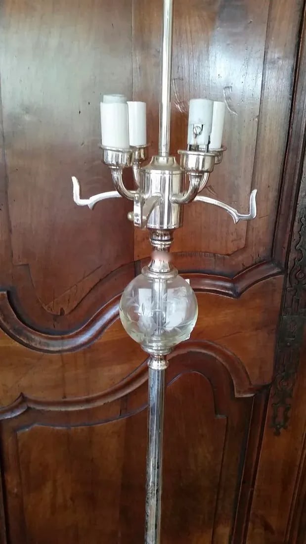 Vintage Mid-Century Silver Floor Lamps - a Pair - 12