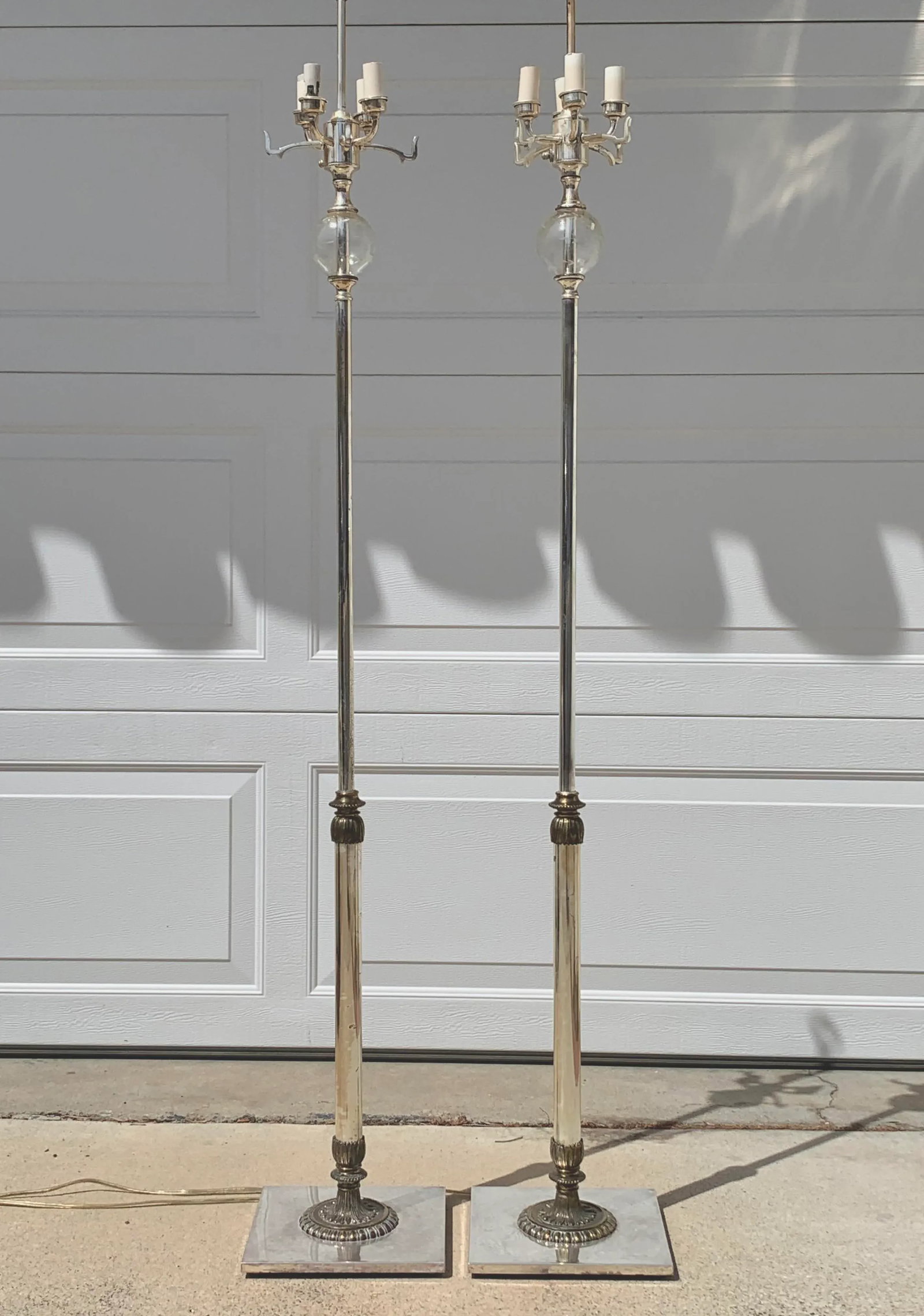 Vintage Mid-Century Silver Floor Lamps - a Pair - 13