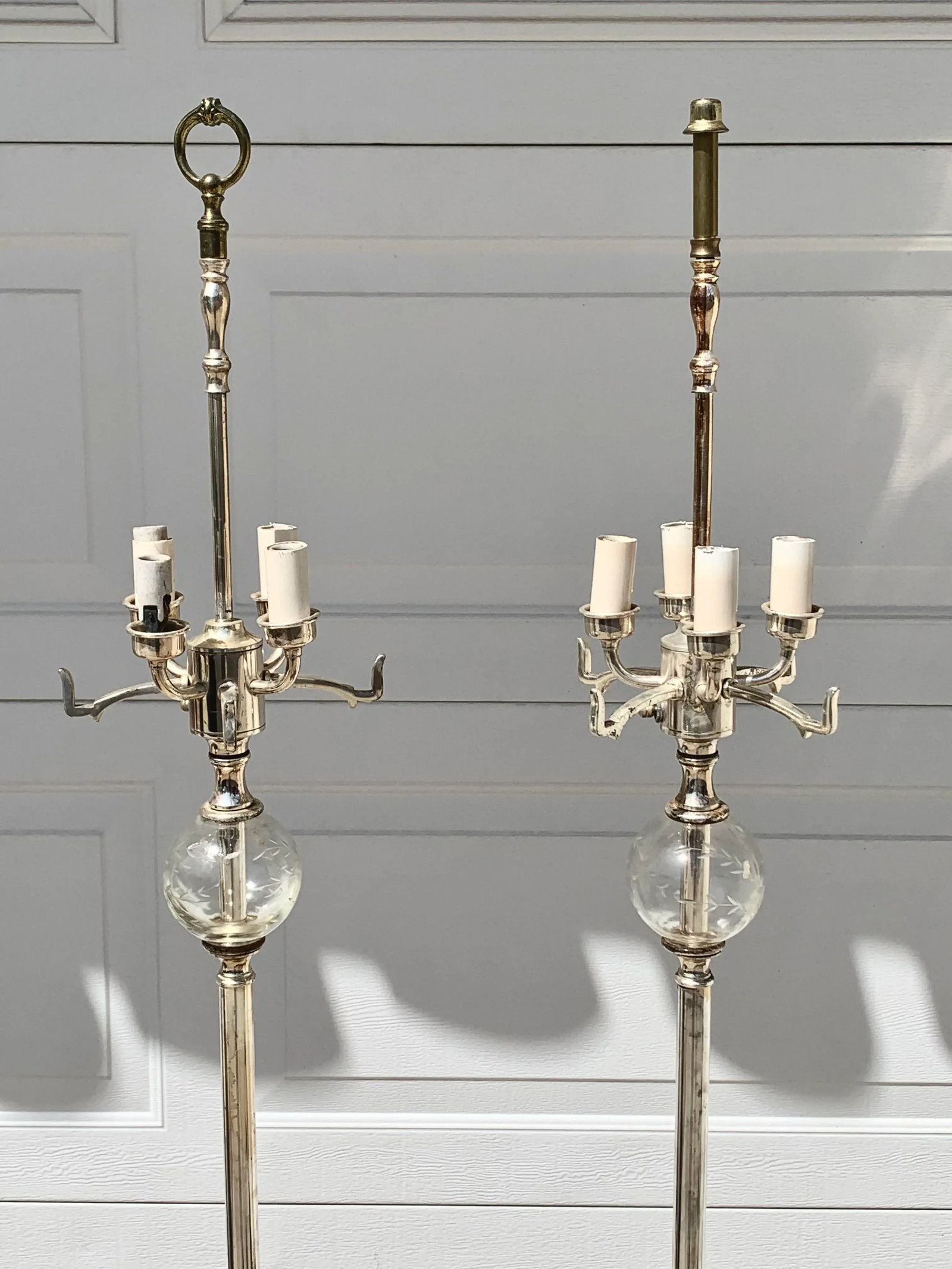 Vintage Mid-Century Silver Floor Lamps - a Pair - 3