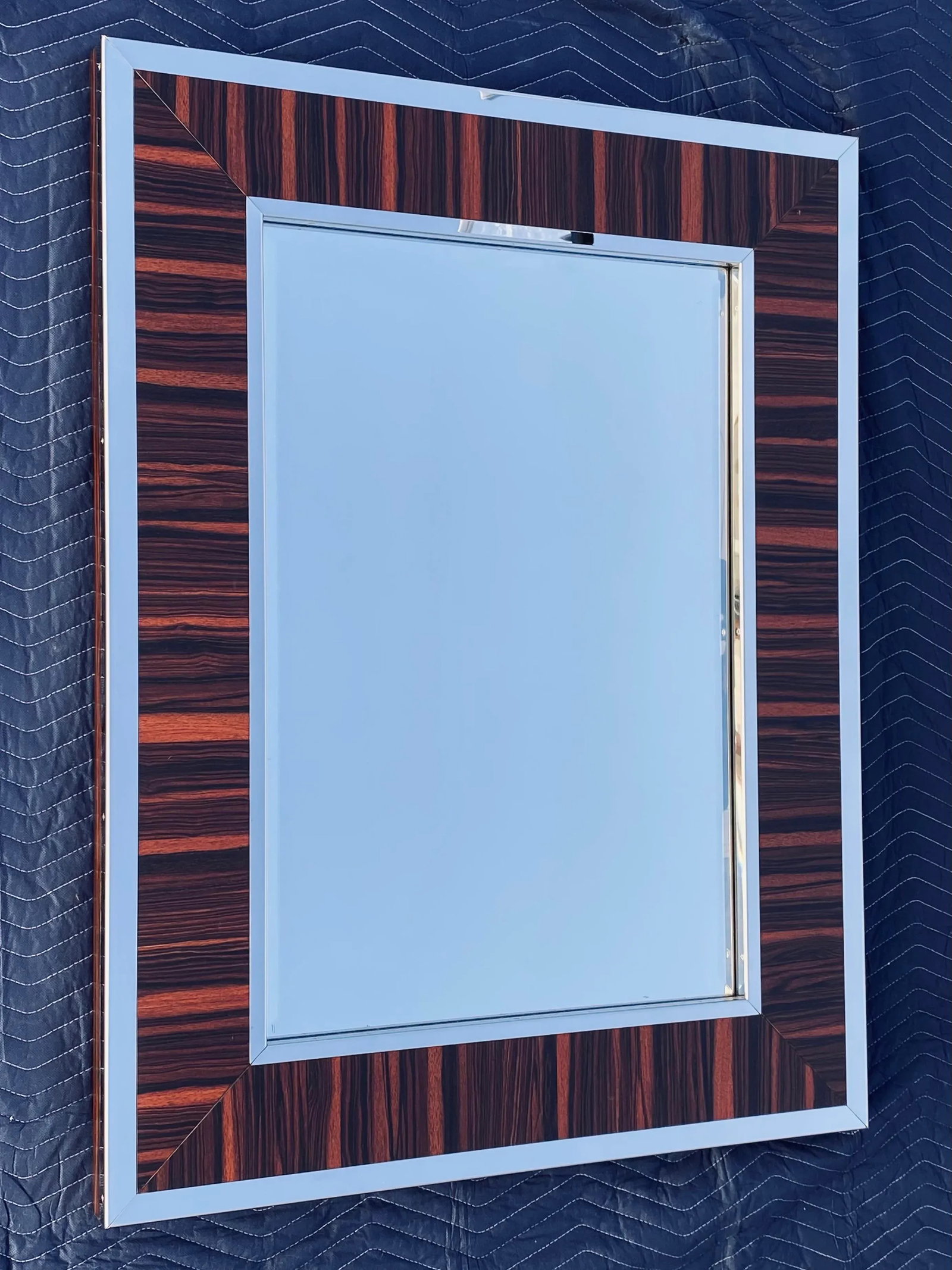 Williams-Sonoma Zebra Wood and Chrome Frame Wall Mirror - 2