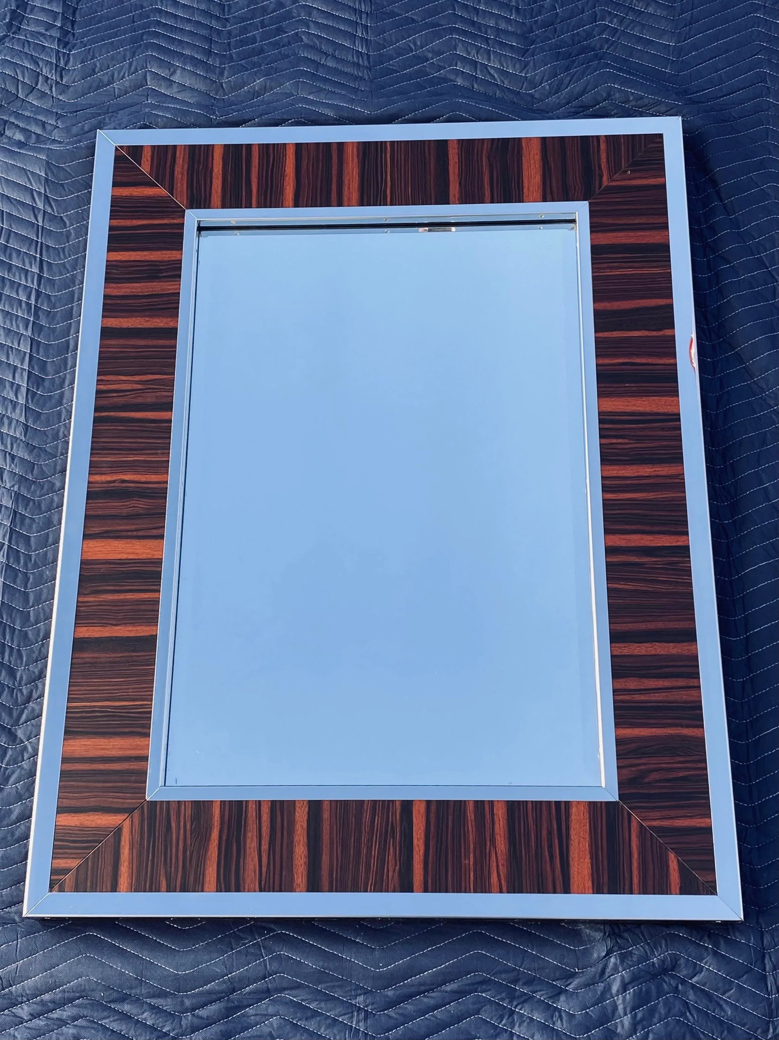 Williams-Sonoma Zebra Wood and Chrome Frame Wall Mirror - 4