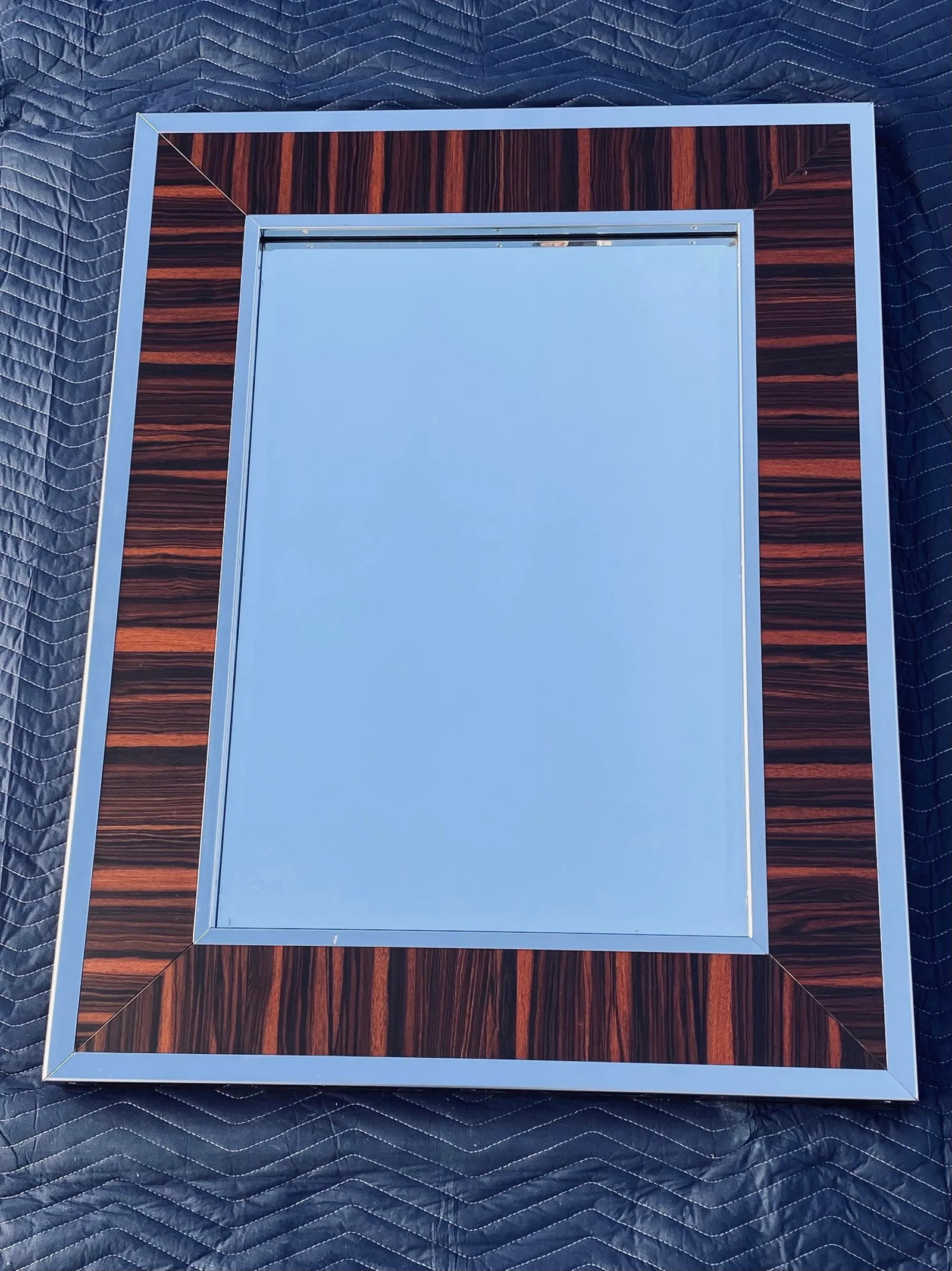 Williams-Sonoma Zebra Wood and Chrome Frame Wall Mirror - 5