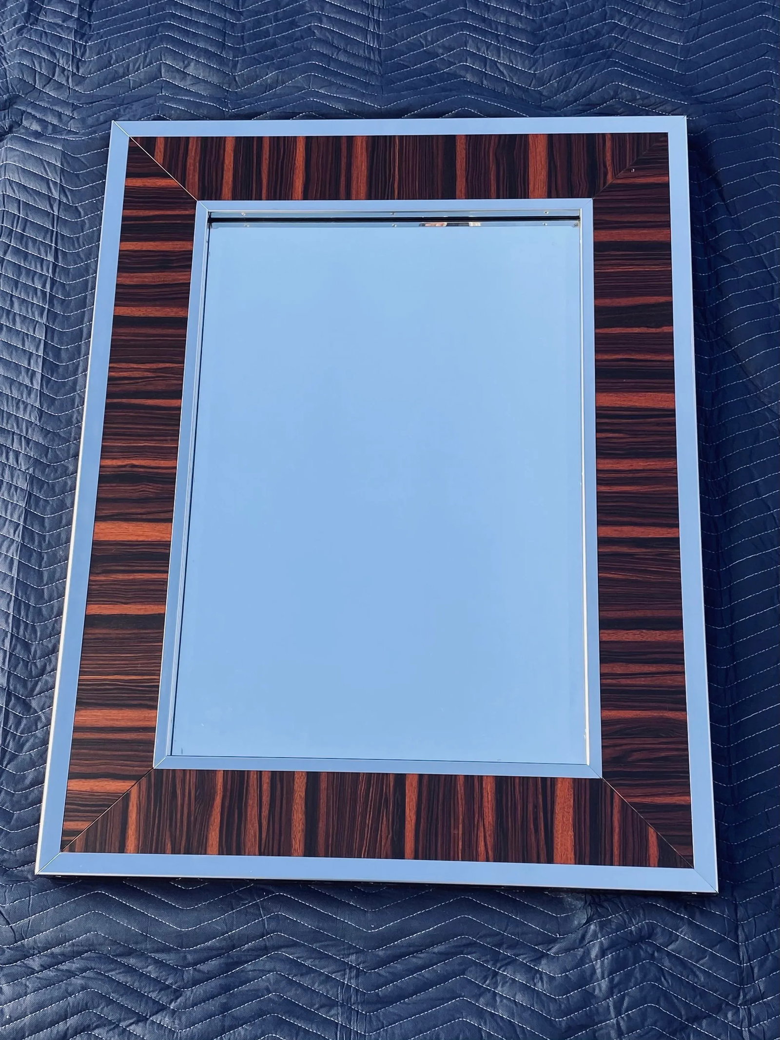 Williams-Sonoma Zebra Wood and Chrome Frame Wall Mirror - 6