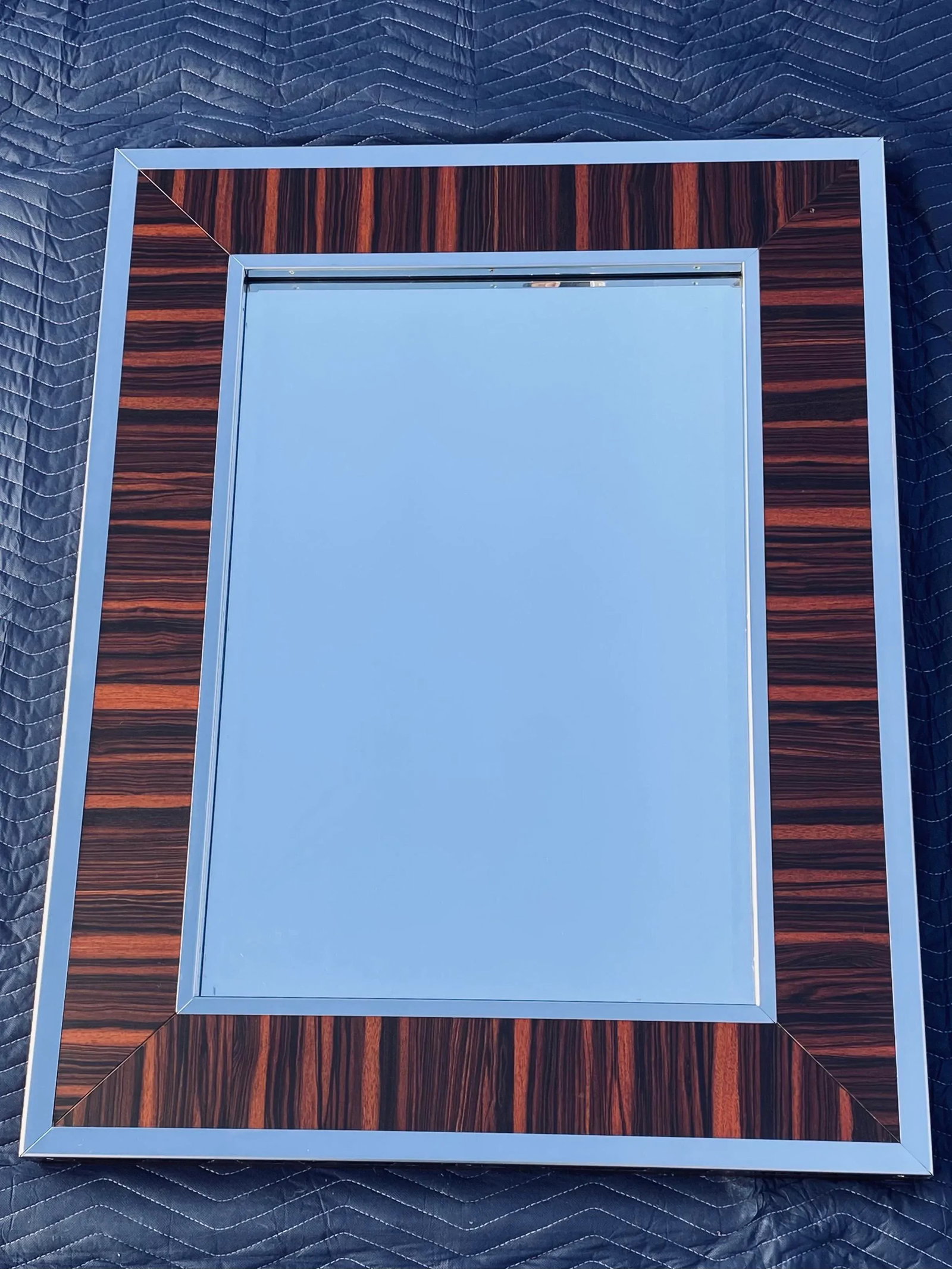 Williams-Sonoma Zebra Wood and Chrome Frame Wall Mirror - 7
